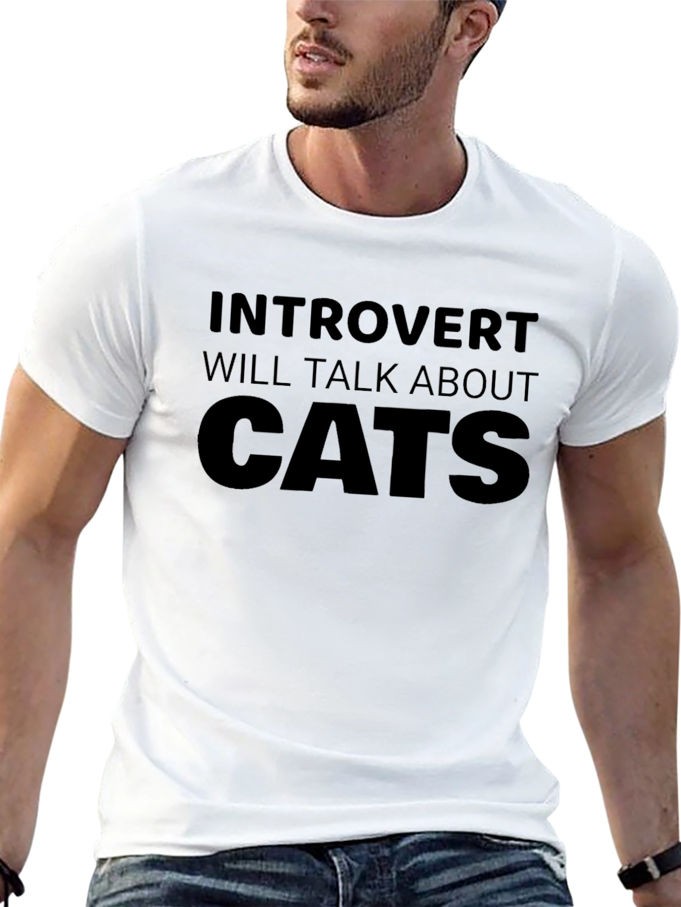 Introvert Cats Graphic Tee - Soft Cotton Casual Shirt