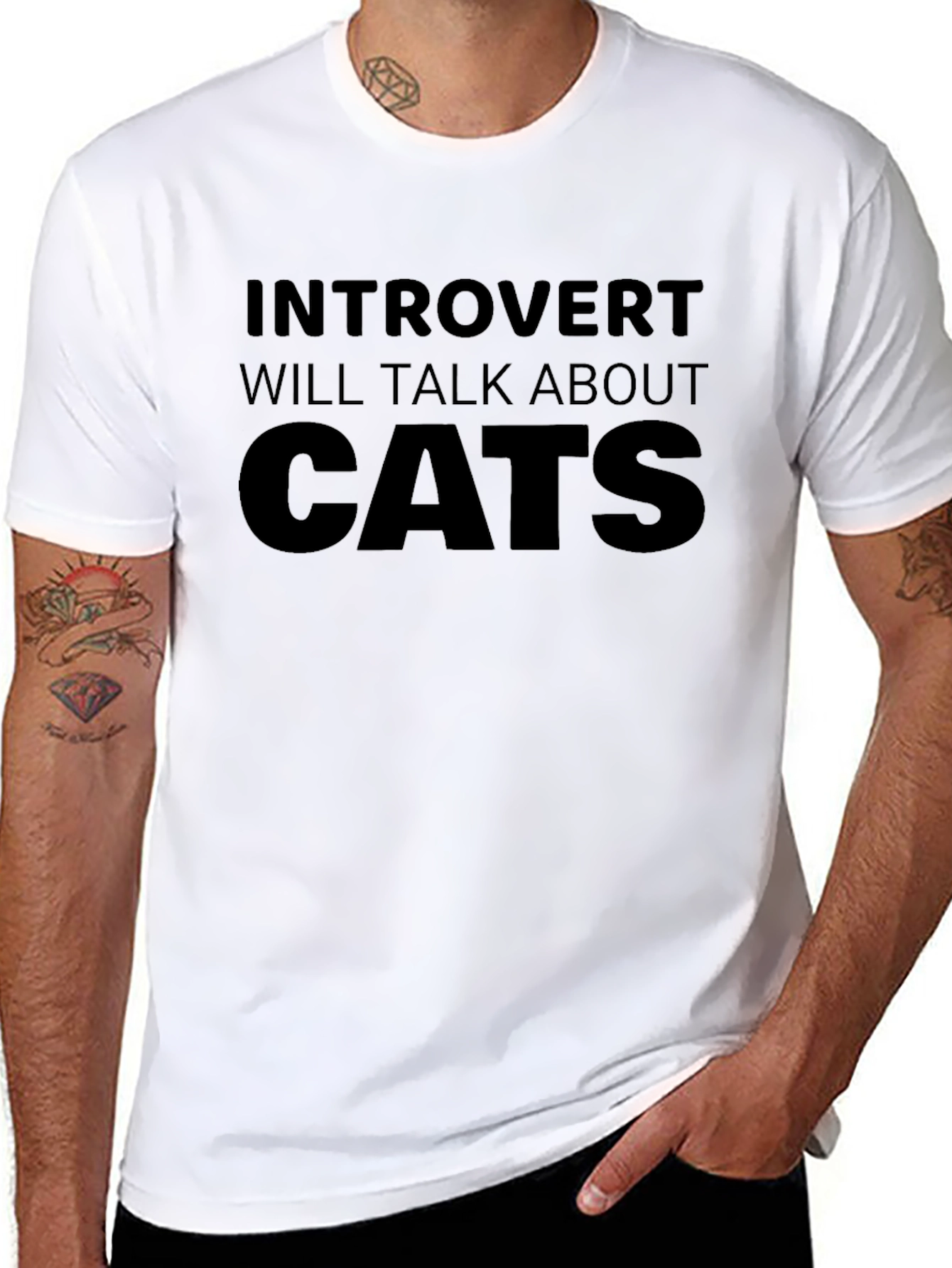 Introvert Cats Graphic Tee - Soft Cotton Casual Shirt