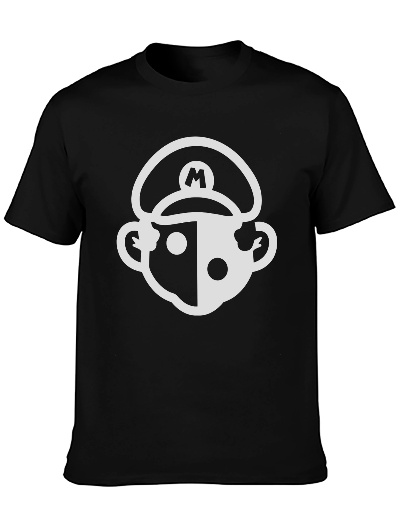 Mario Inspired Graphic Tee - Black Cotton Blend T-Shirt