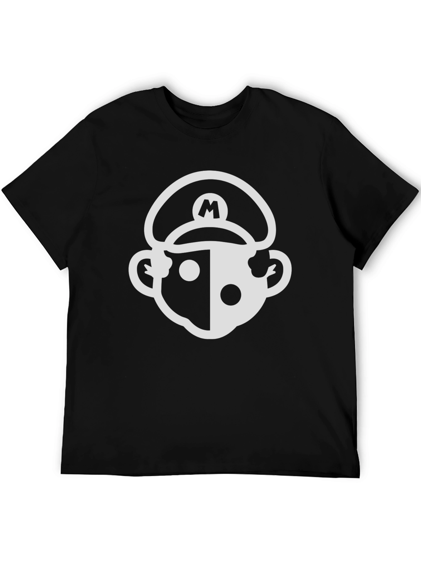Mario Inspired Graphic Tee - Black Cotton Blend T-Shirt