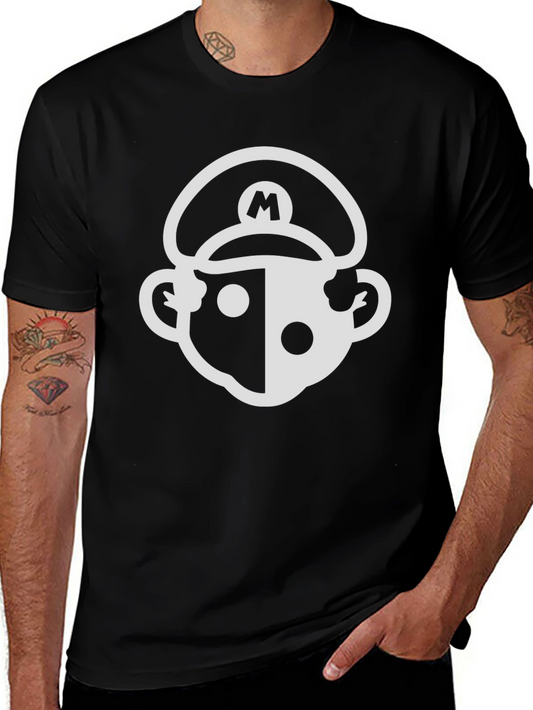 Mario Inspired Graphic Tee - Black Cotton Blend T-Shirt