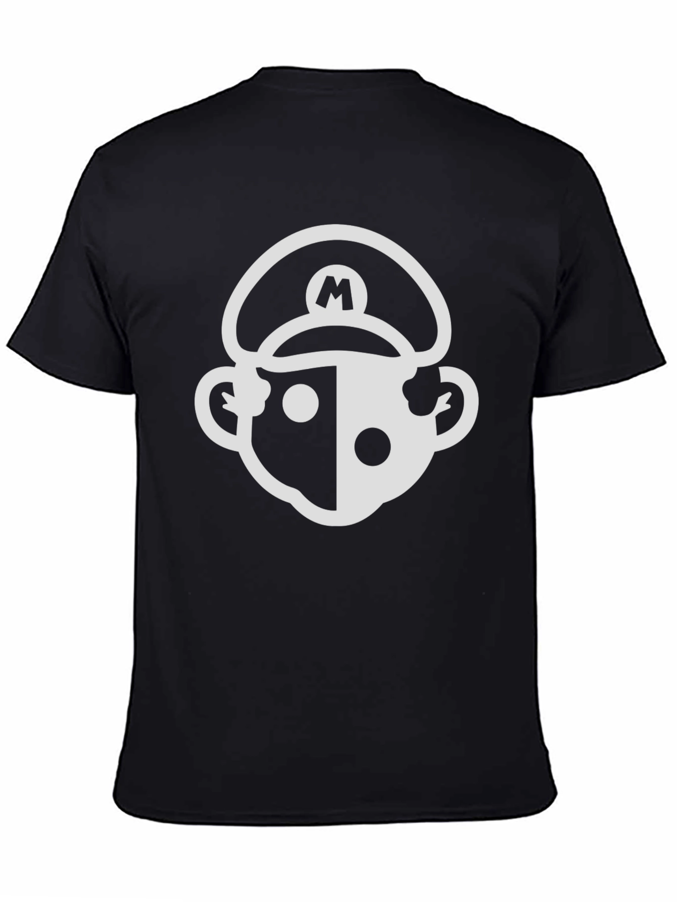 Mario Inspired Graphic Tee - Black Cotton Blend T-Shirt