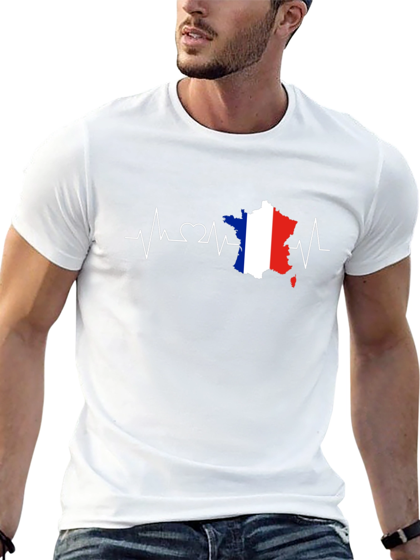 France Flag Heartbeat T-Shirt