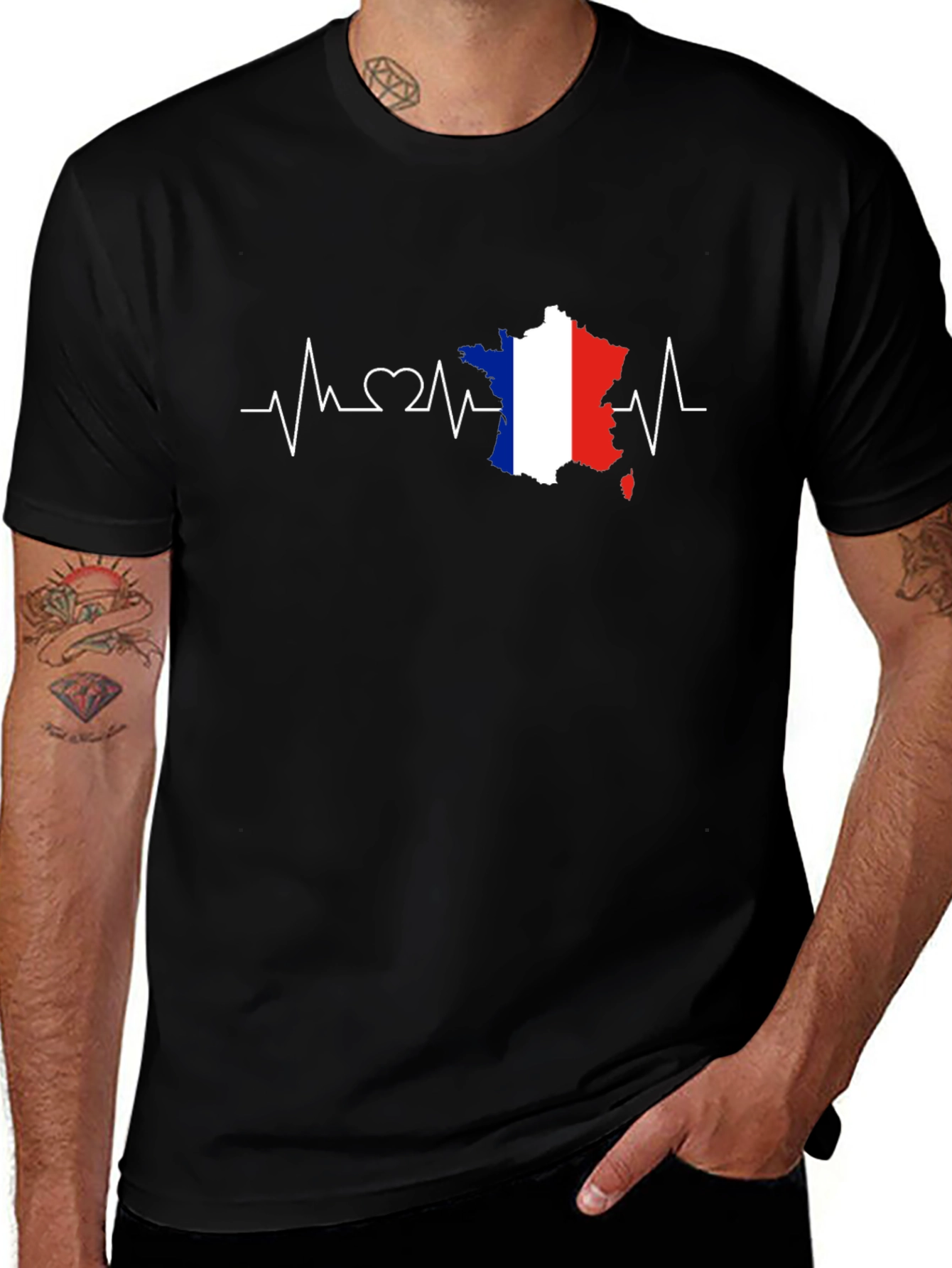 France Flag Heartbeat T-Shirt