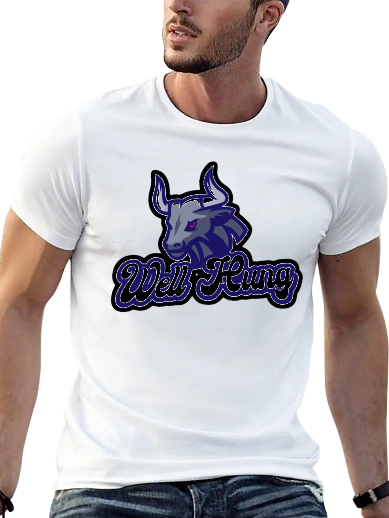 Well Hung Bull Graphic Tee - Black Cotton T-Shirt