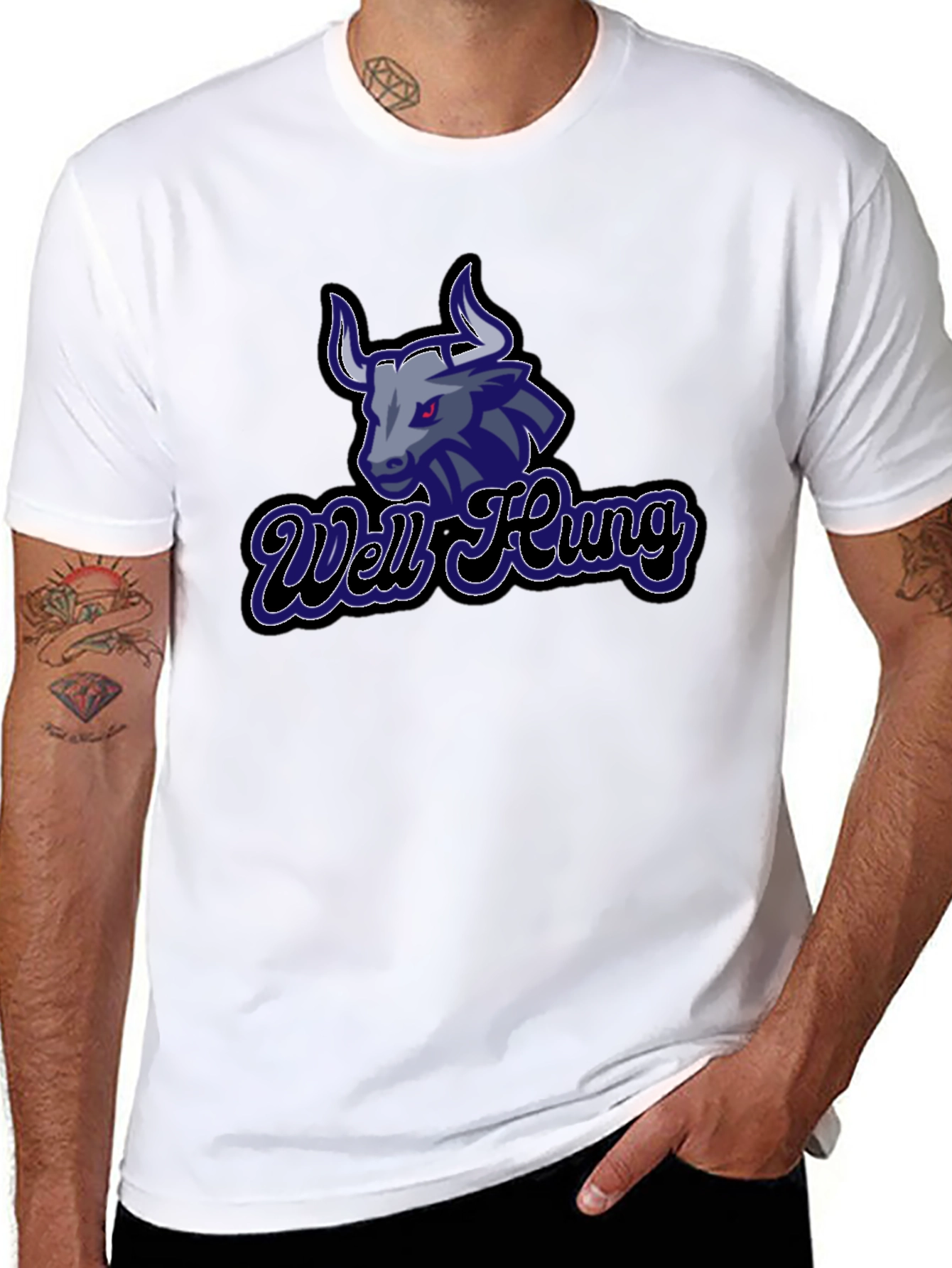 Well Hung Bull Graphic Tee - Black Cotton T-Shirt