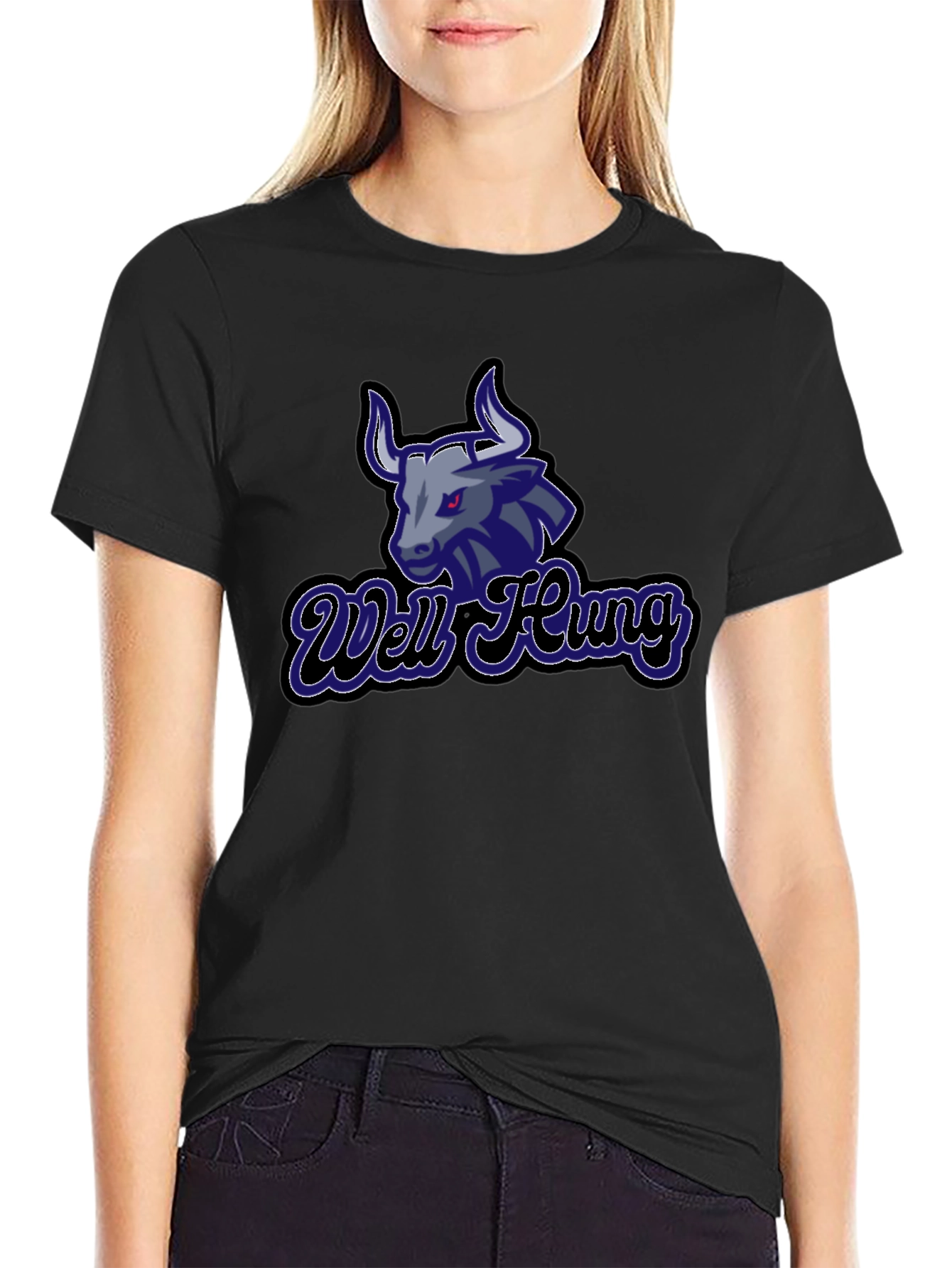 Well Hung Bull Graphic Tee - Black Cotton T-Shirt