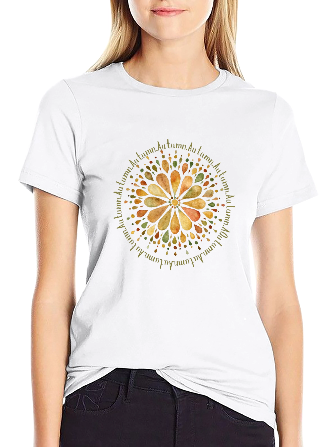 Autumn Mandala Graphic Tee - Black