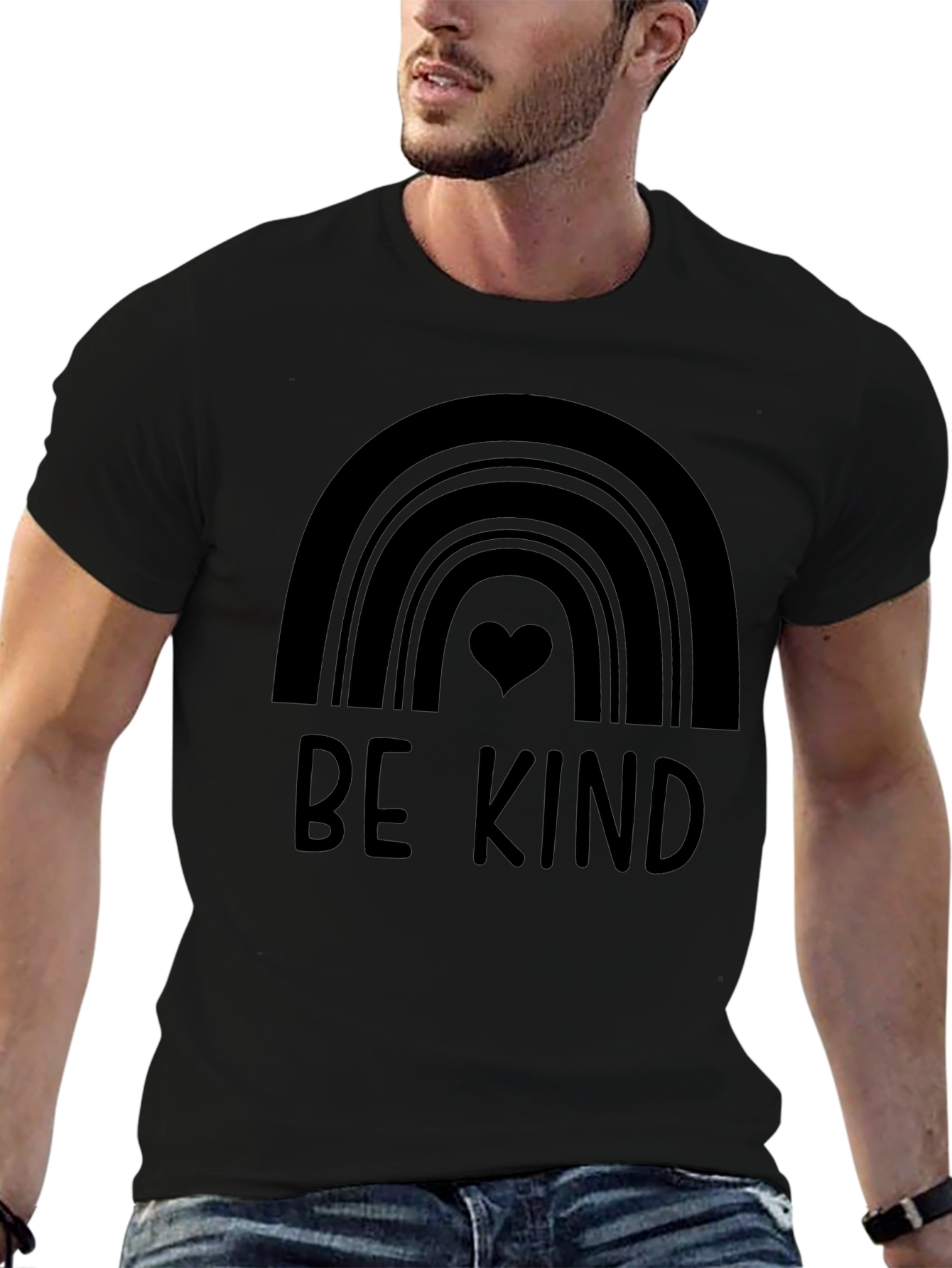 Be Kind Rainbow Graphic Tee - Black