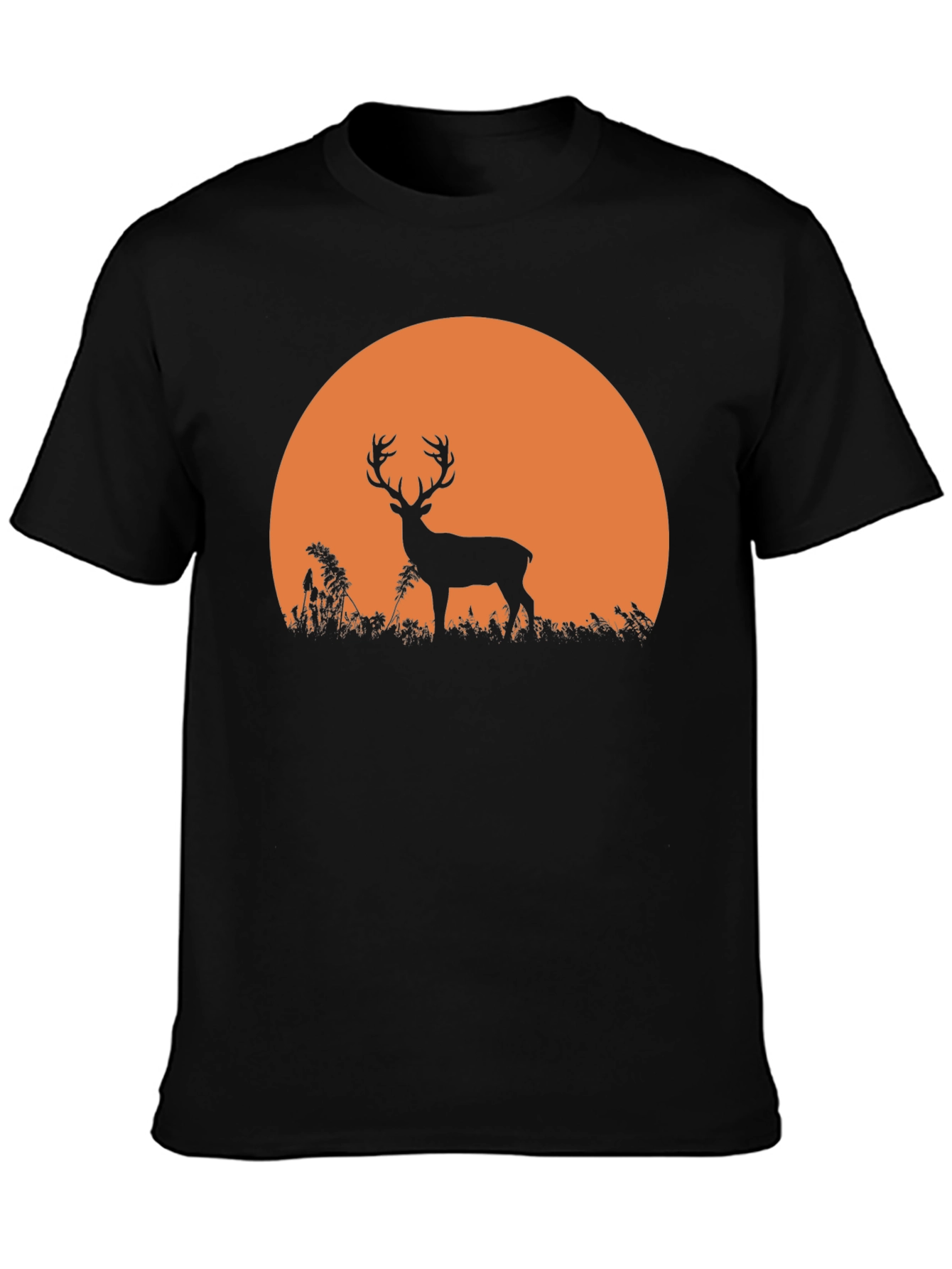 Deer Sunset Graphic Tee - Nature Inspired Black T-Shirt