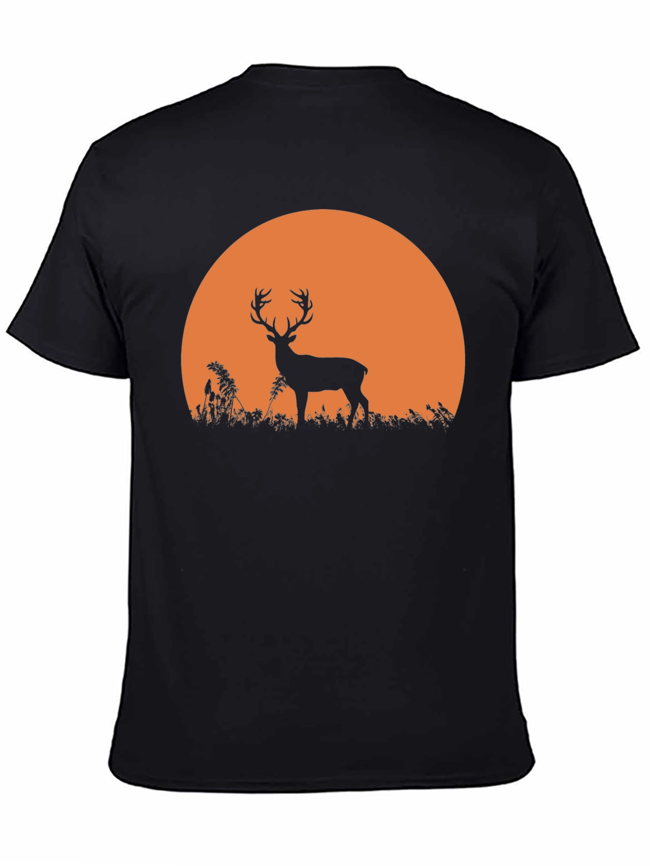Deer Sunset Graphic Tee - Nature Inspired Black T-Shirt