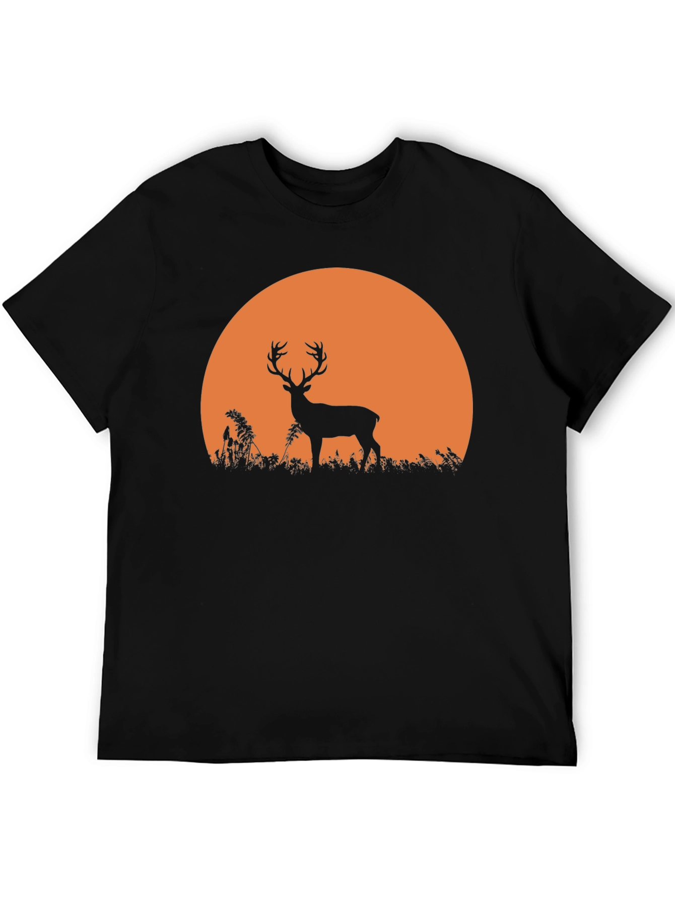 Deer Sunset Graphic Tee - Nature Inspired Black T-Shirt