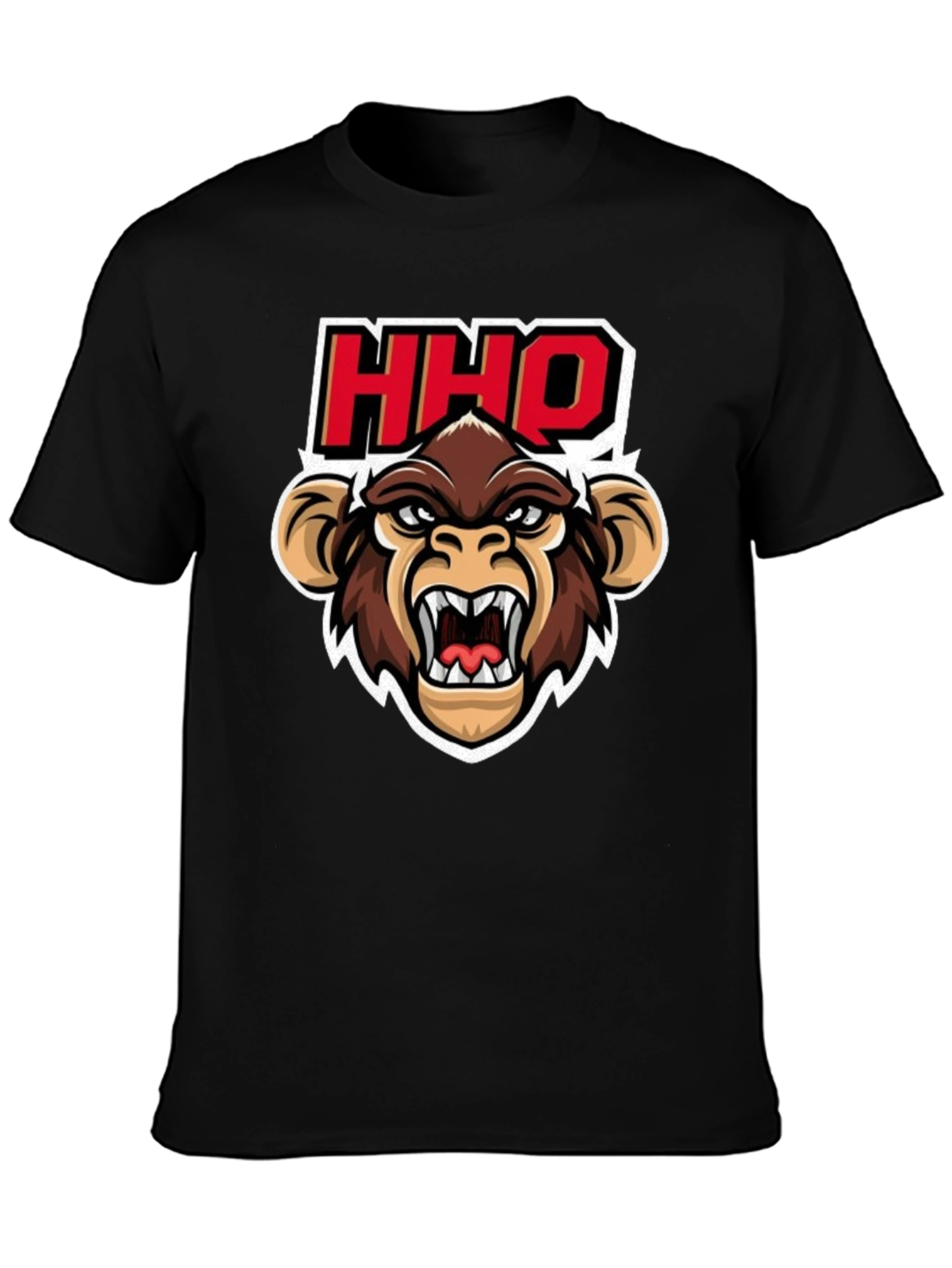 HHOQ Angry Monkey Graphic T-Shirt - Mens Black Tee