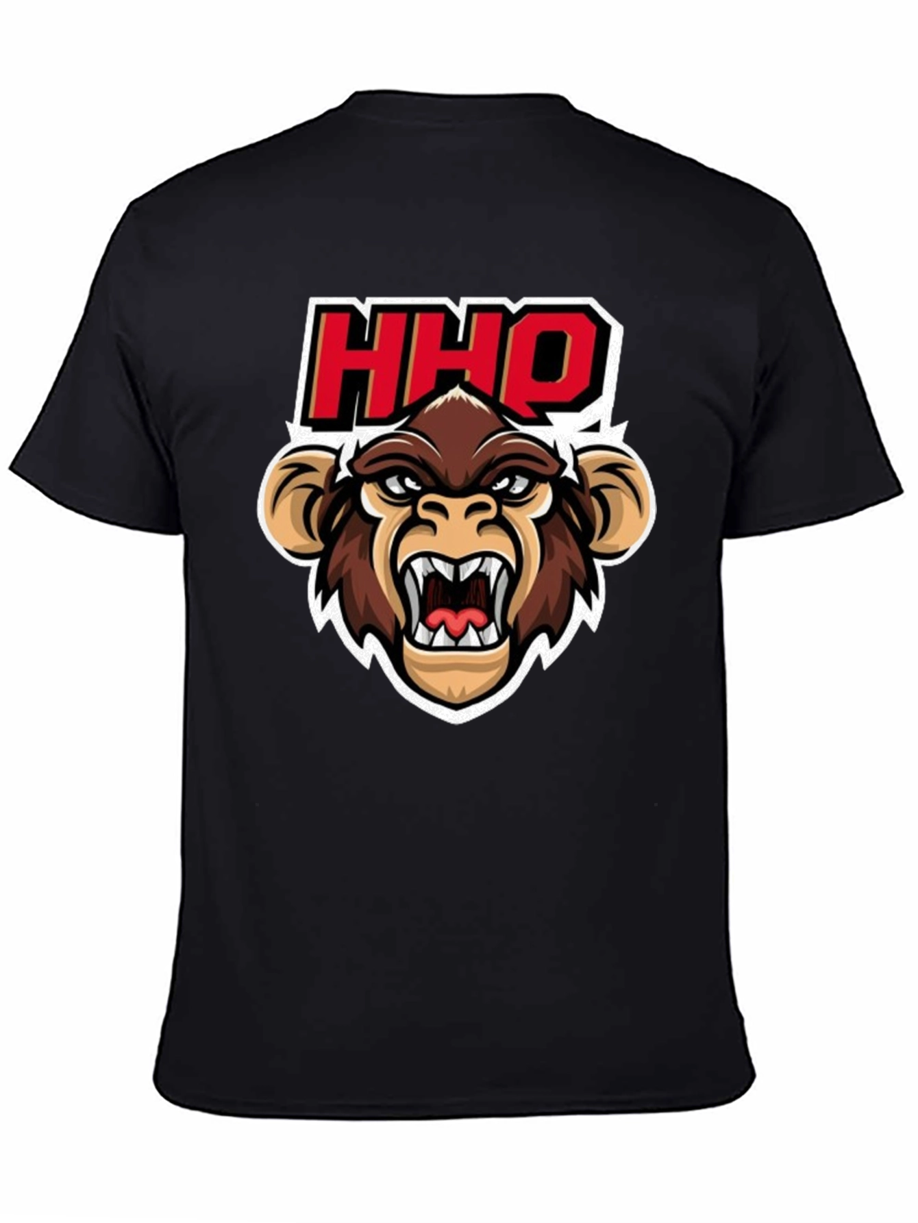 HHOQ Angry Monkey Graphic T-Shirt - Mens Black Tee