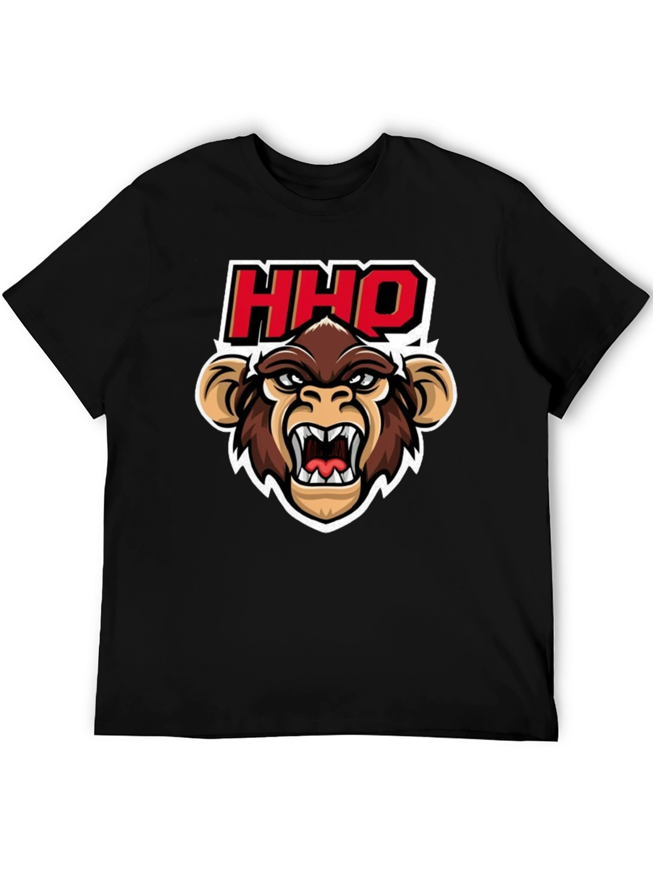 HHOQ Angry Monkey Graphic T-Shirt - Mens Black Tee