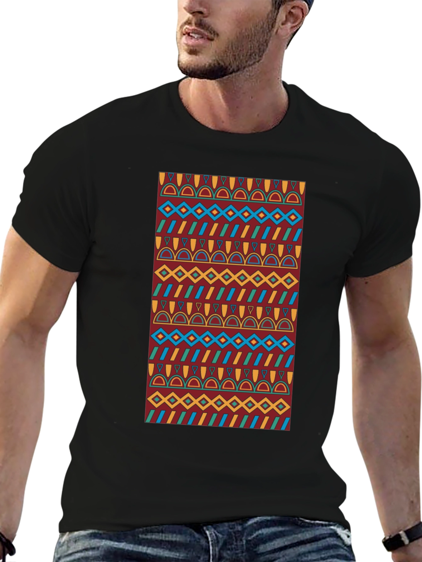 Patterned Graphic Print Tee - Casual Style