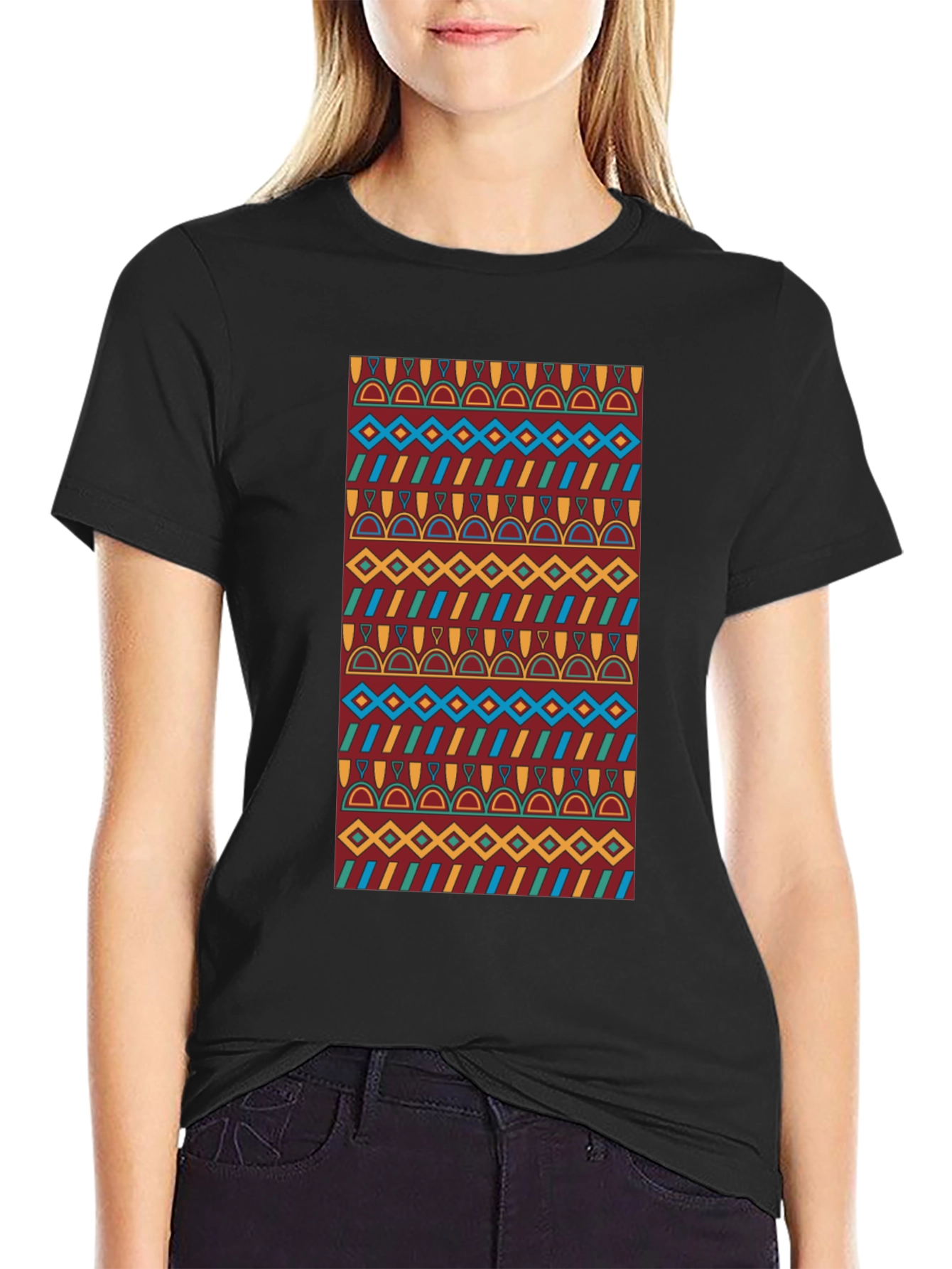 Patterned Graphic Print Tee - Casual Style
