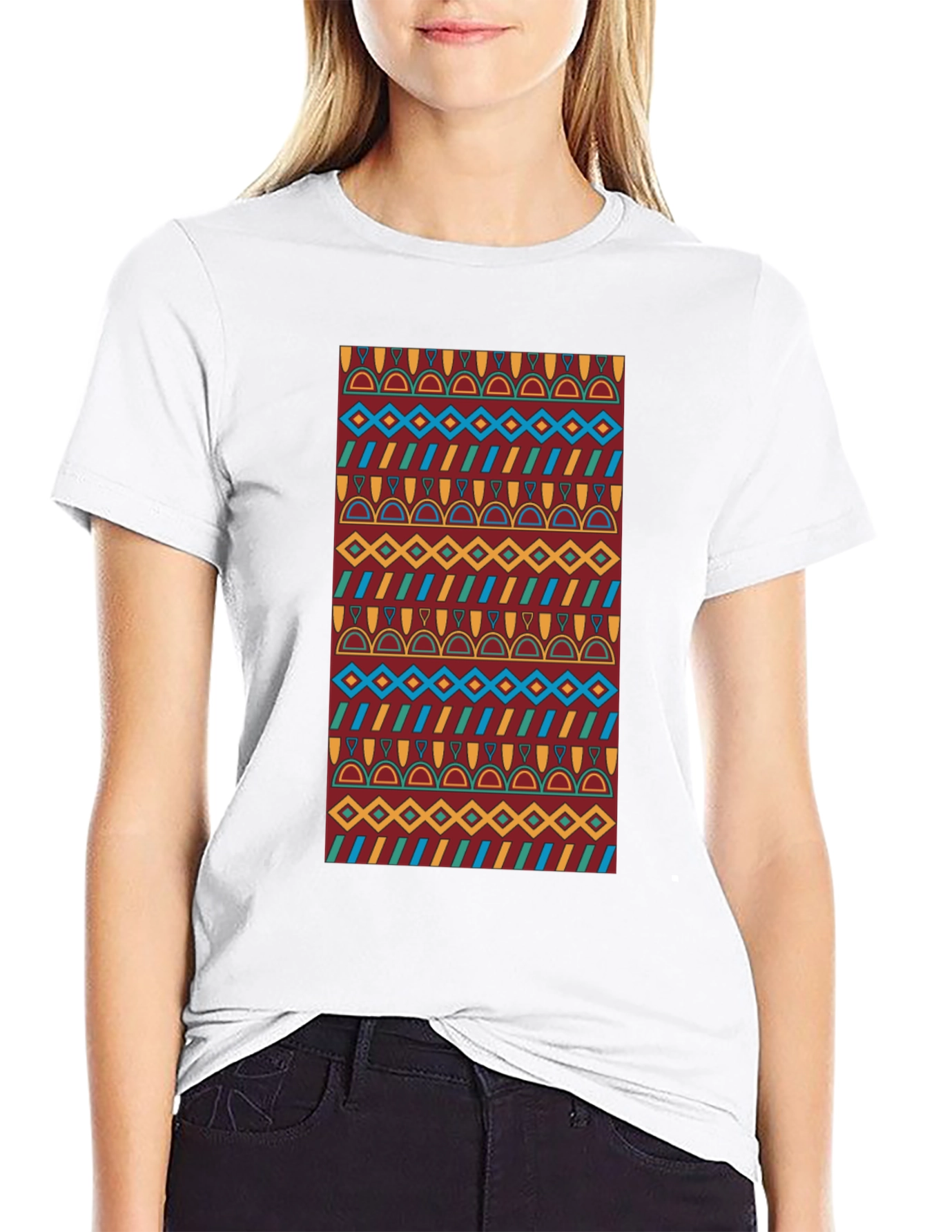 Patterned Graphic Print Tee - Casual Style