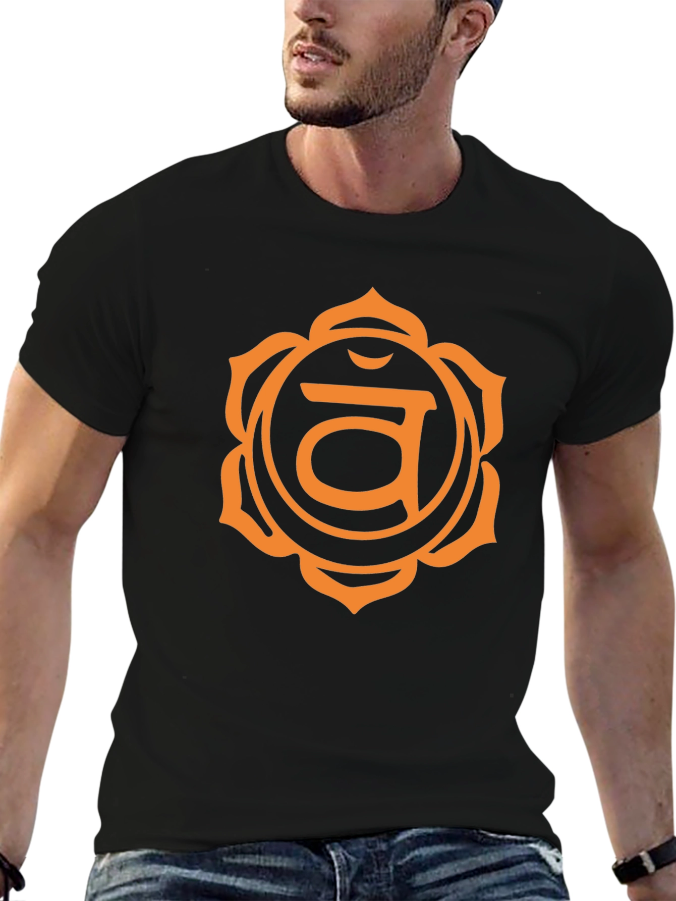 Root Chakra Graphic Tee - Black Cotton T-Shirt
