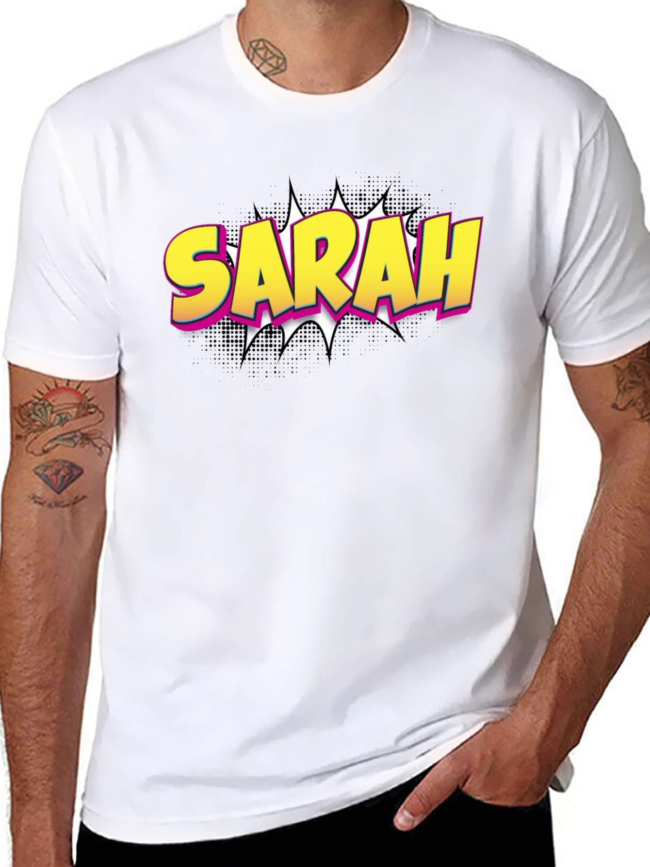 Sarah Comic Style Black T-Shirt