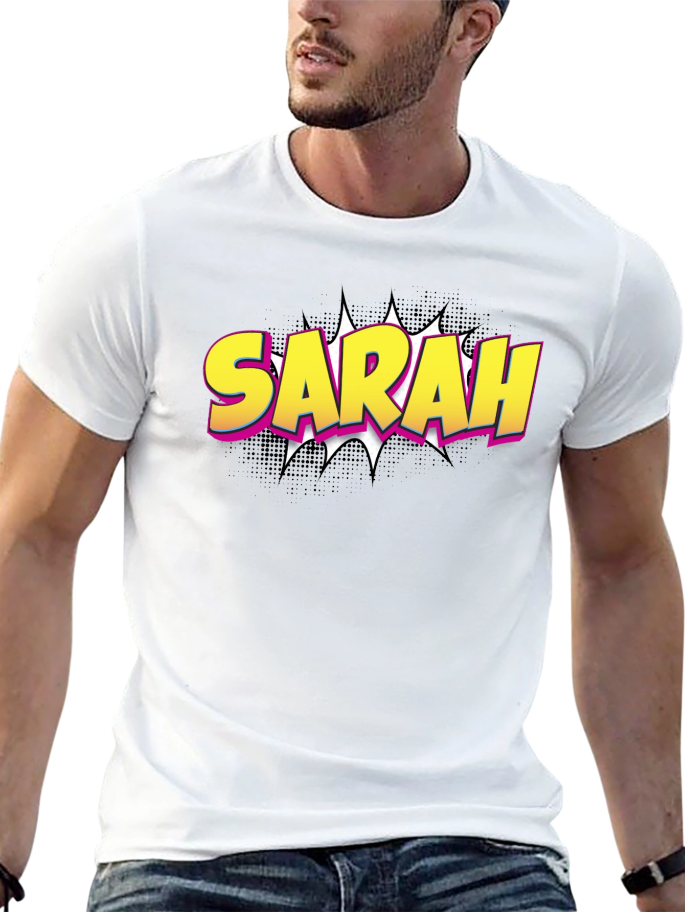 Sarah Comic Style Black T-Shirt