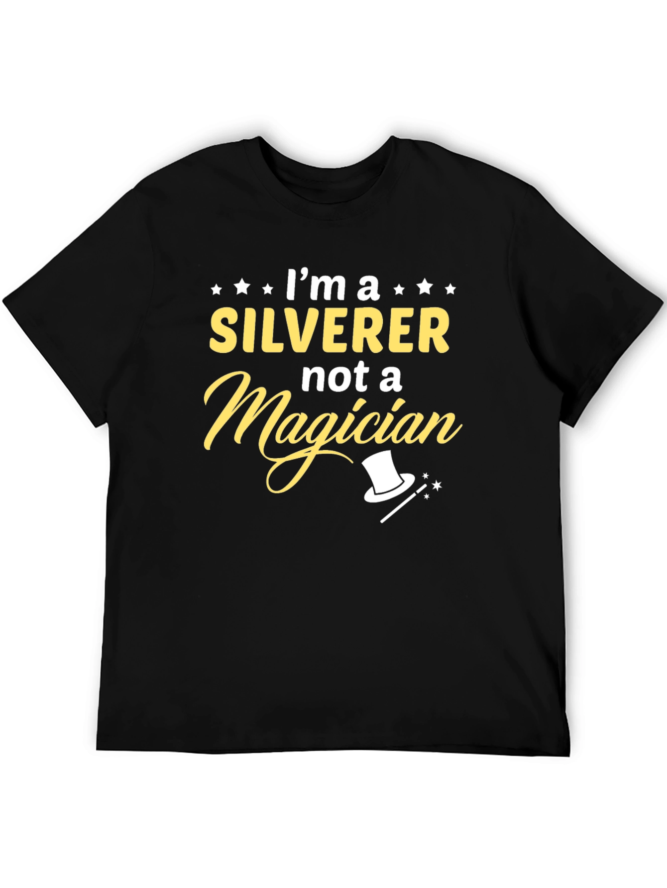 SILVERER not a Magician Black Graphic Tee