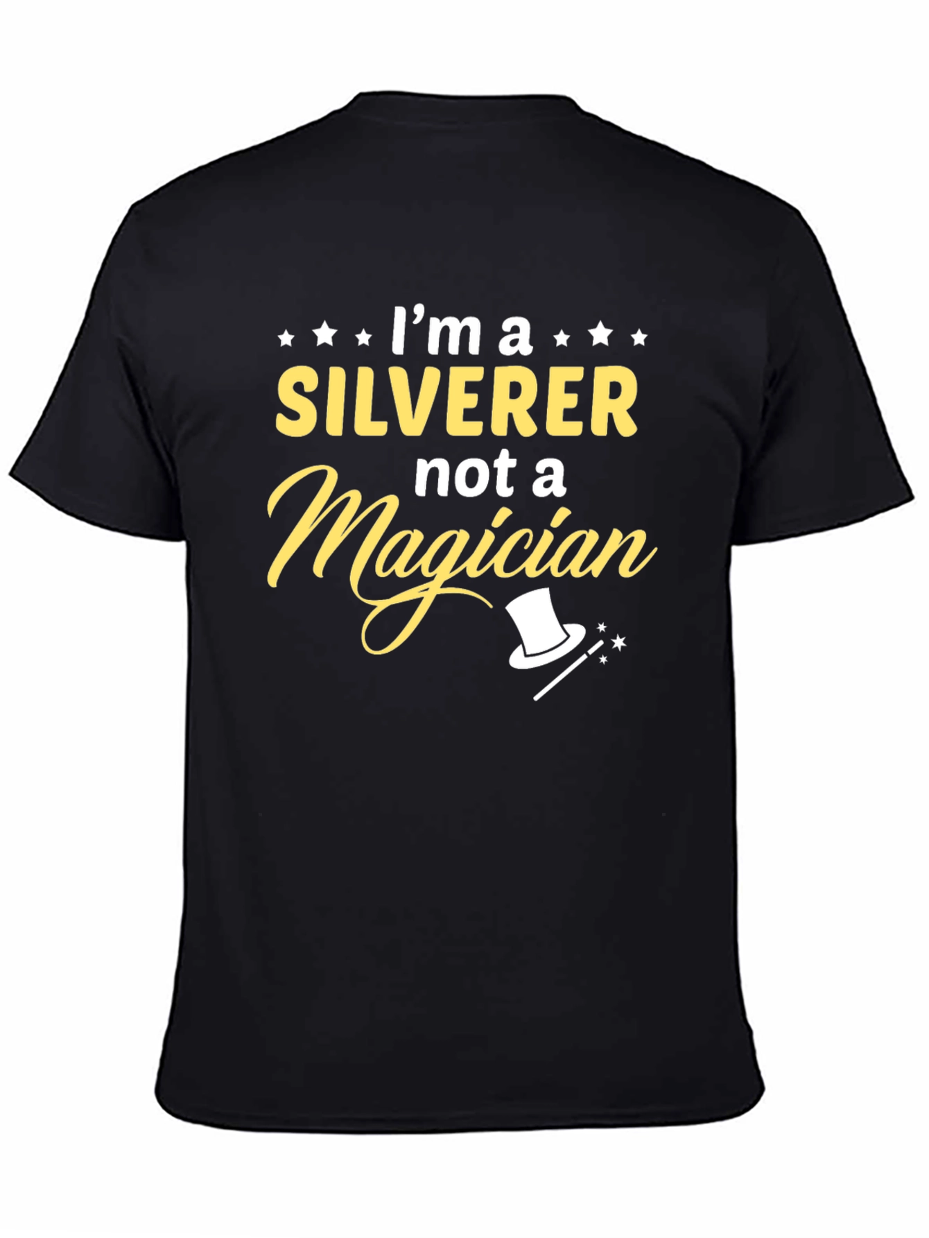 SILVERER not a Magician Black Graphic Tee