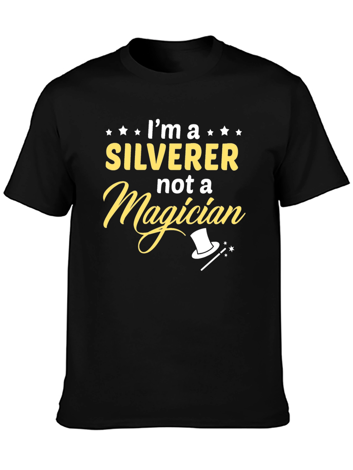 SILVERER not a Magician Black Graphic Tee