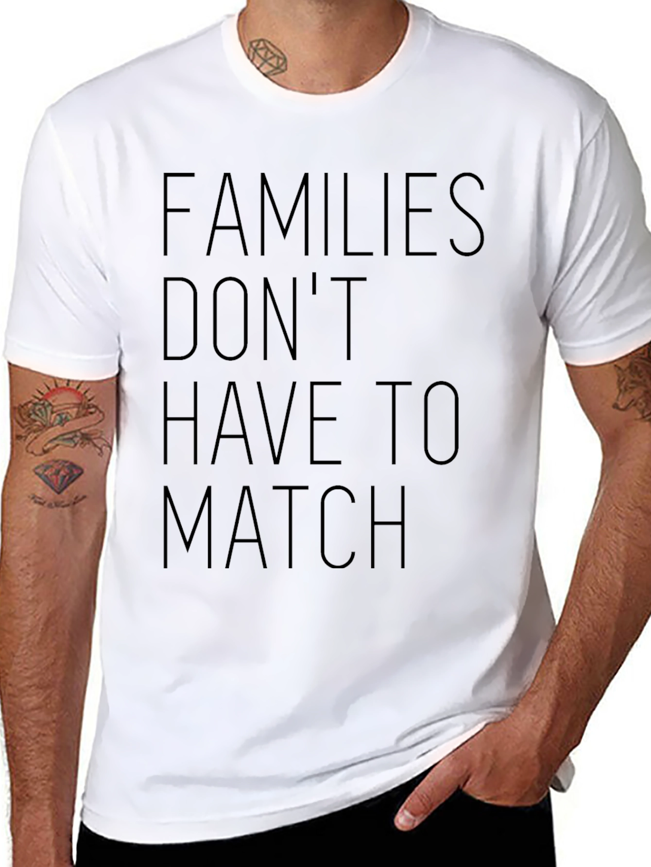 Families Dont Have to Match Black Graphic Tee