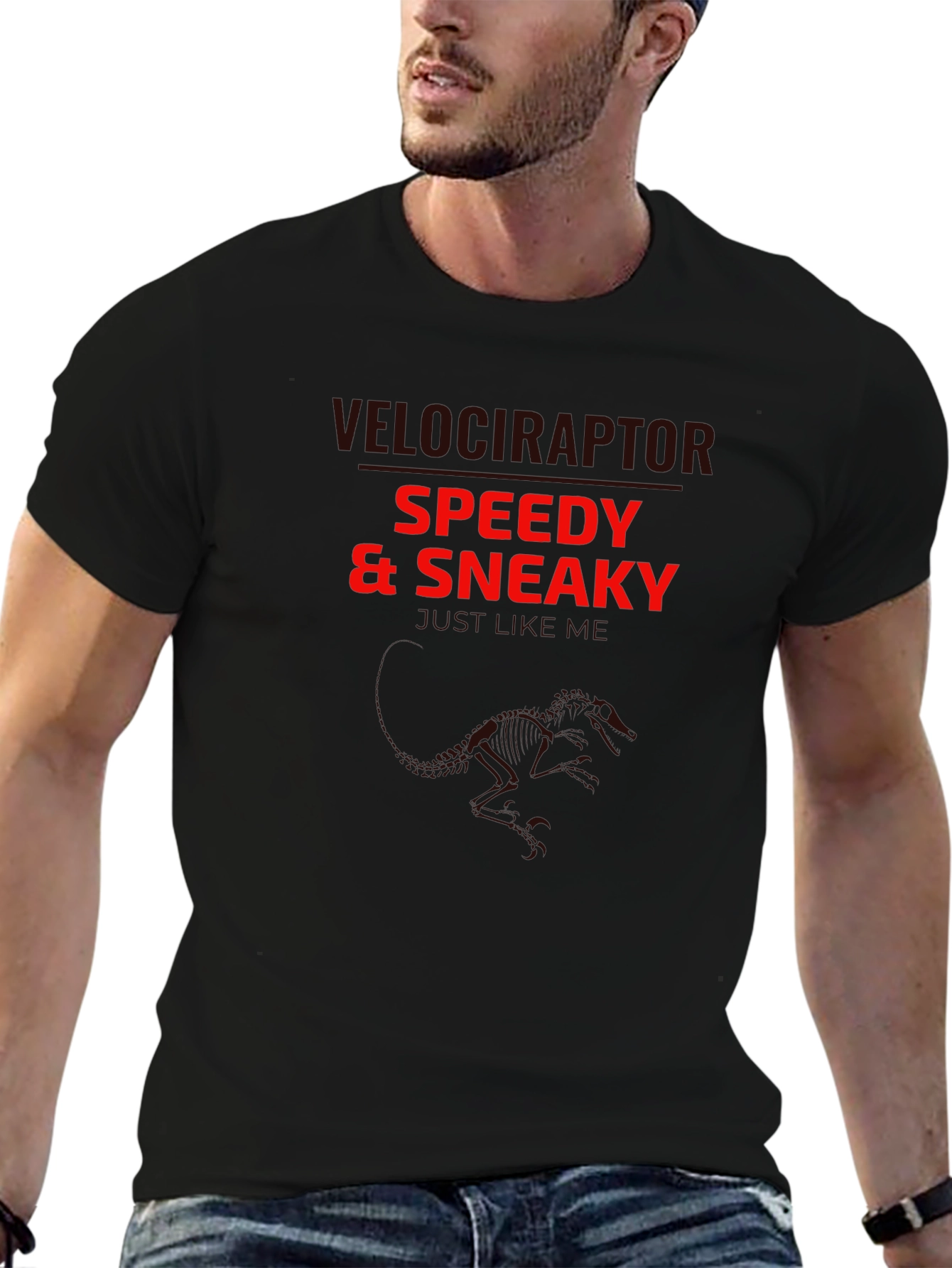 Velociraptor Speedy & Sneaky Black T-Shirt