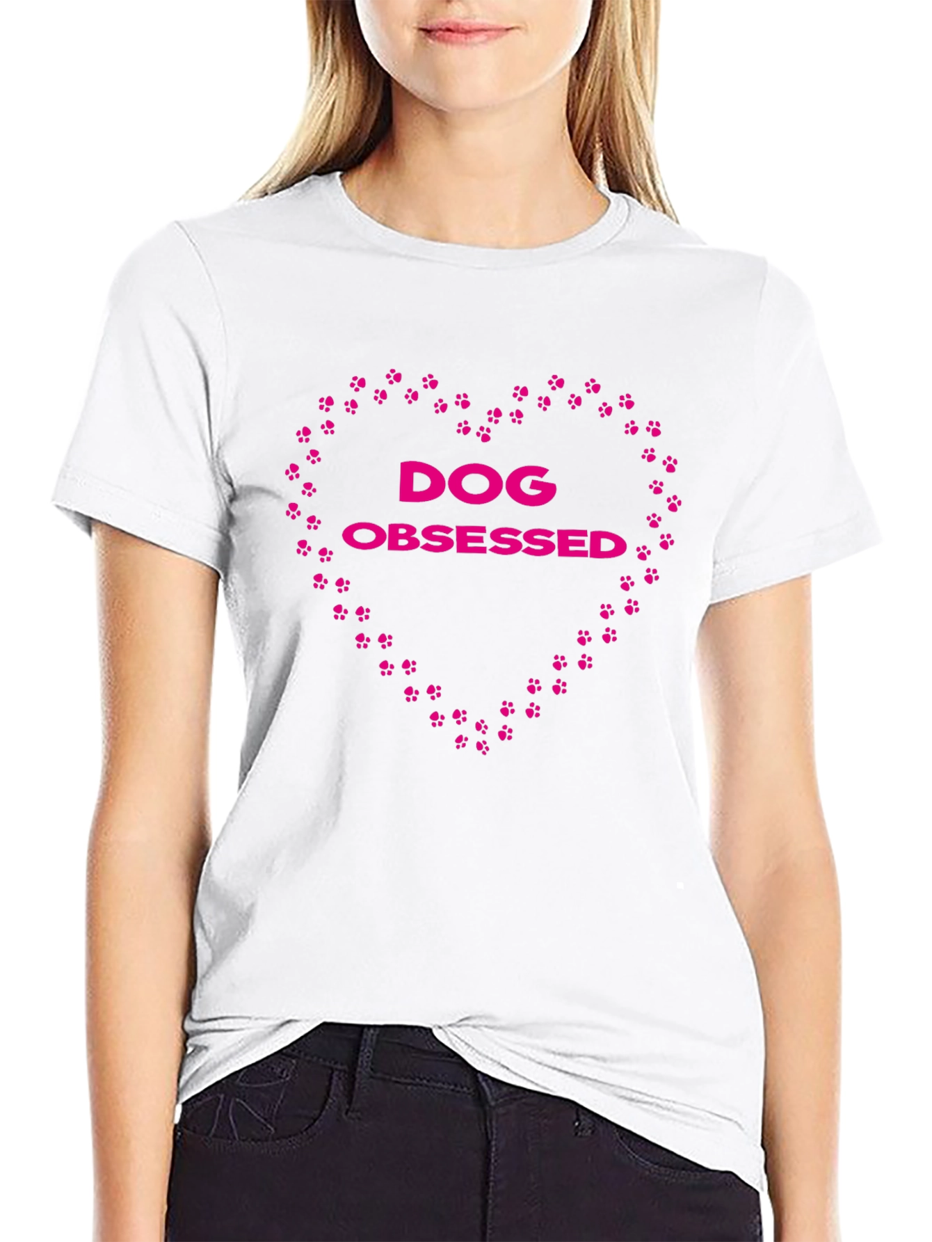 Dog Obsessed Paw Print Heart Graphic Tee