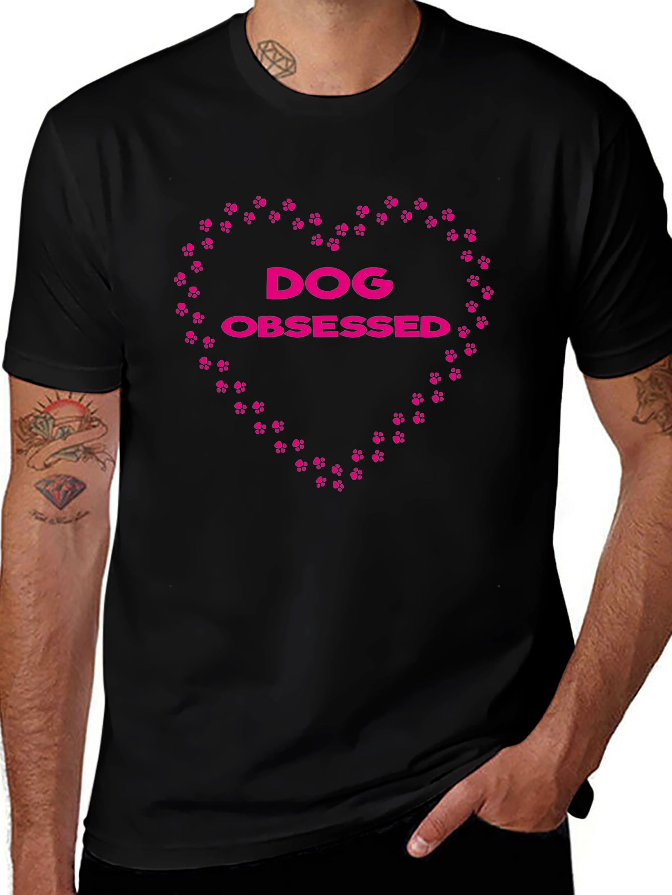Dog Obsessed Paw Print Heart Graphic Tee