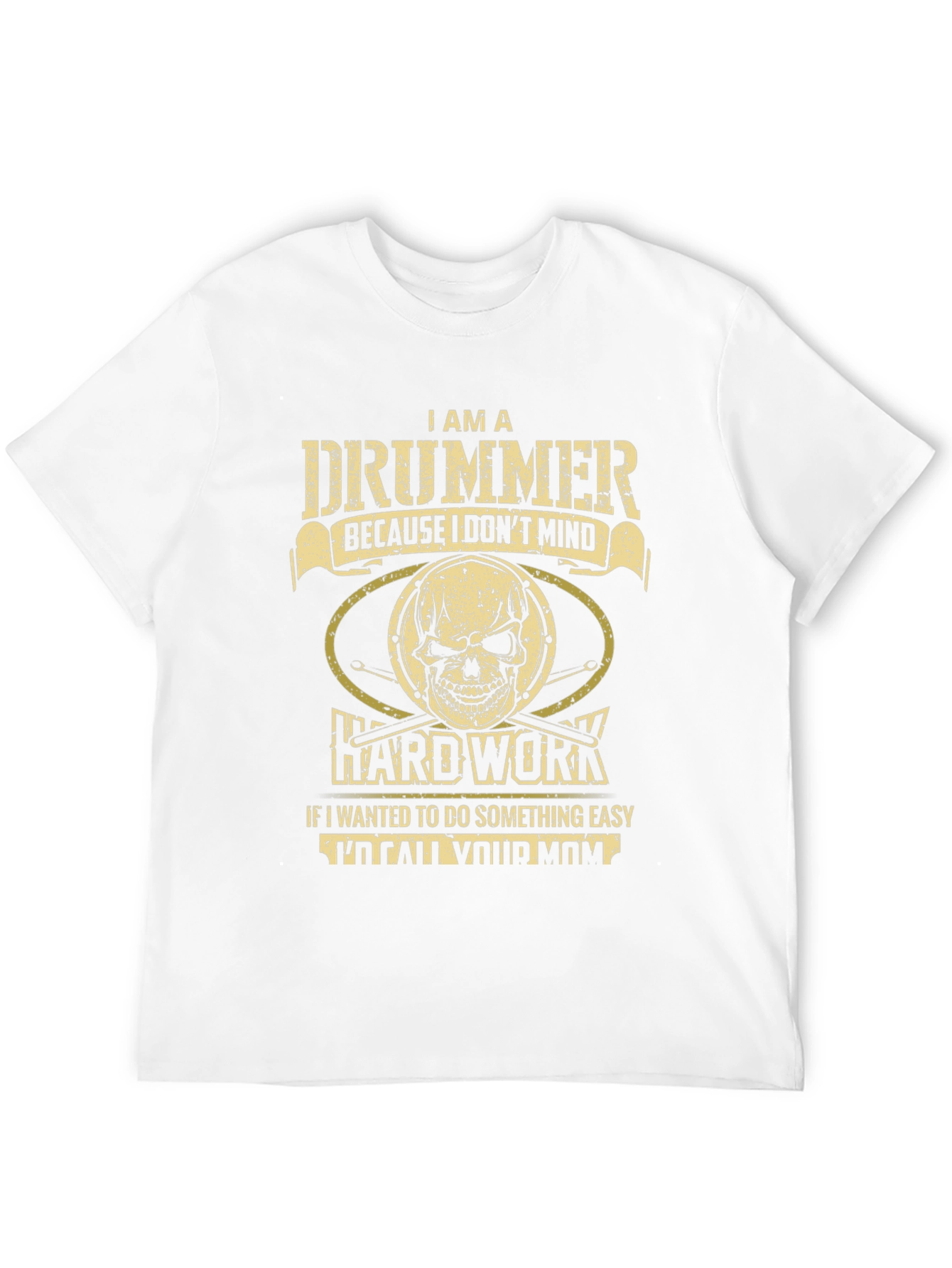 Drummer Graphic T-Shirt - Hard Work Skull Design