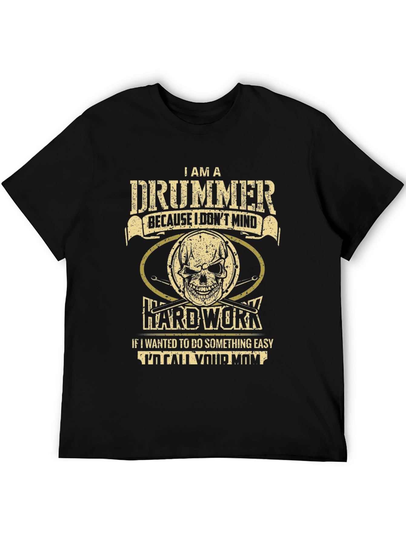 Drummer Graphic T-Shirt - Hard Work Skull Design