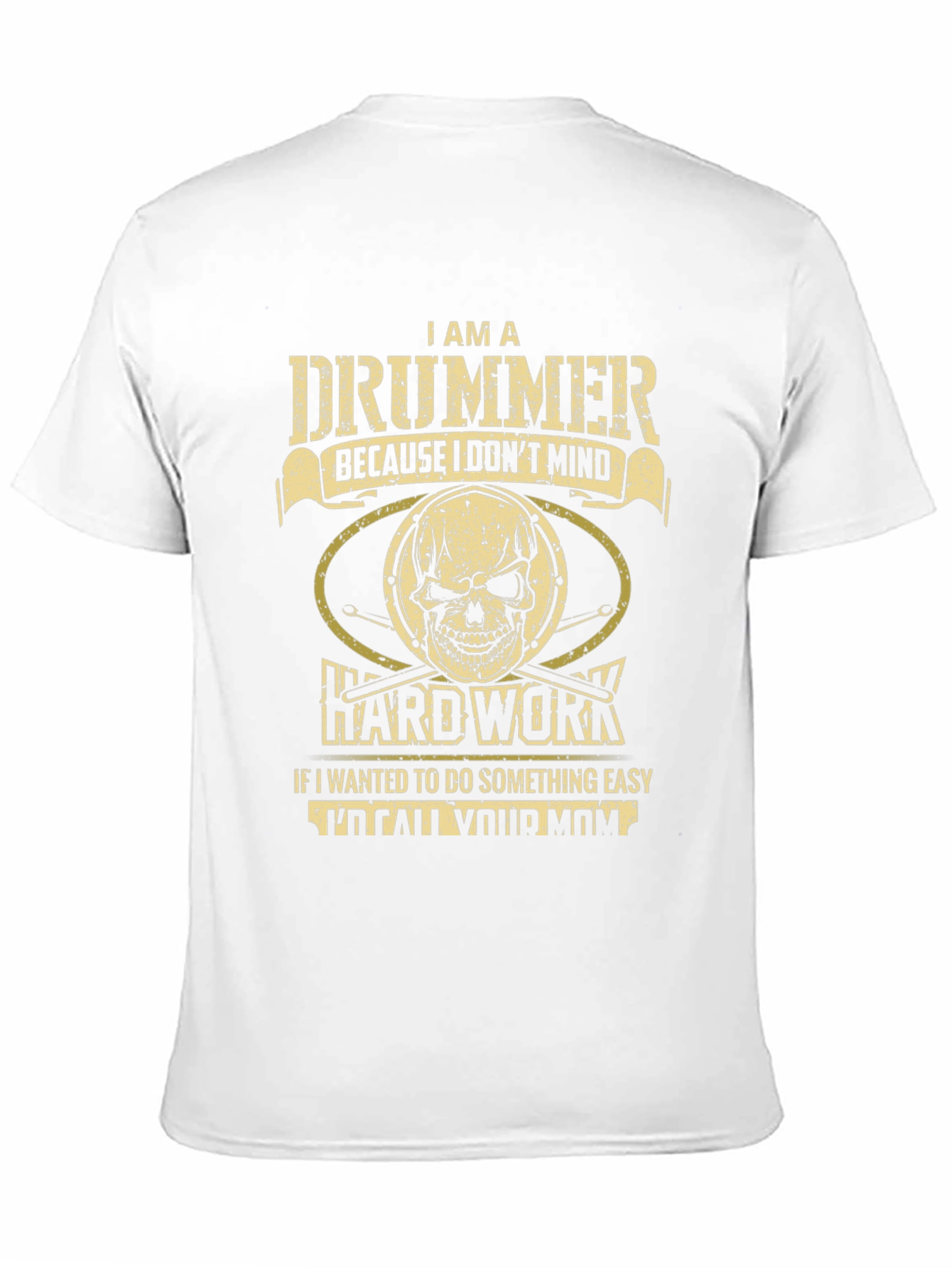 Drummer Graphic T-Shirt - Hard Work Skull Design