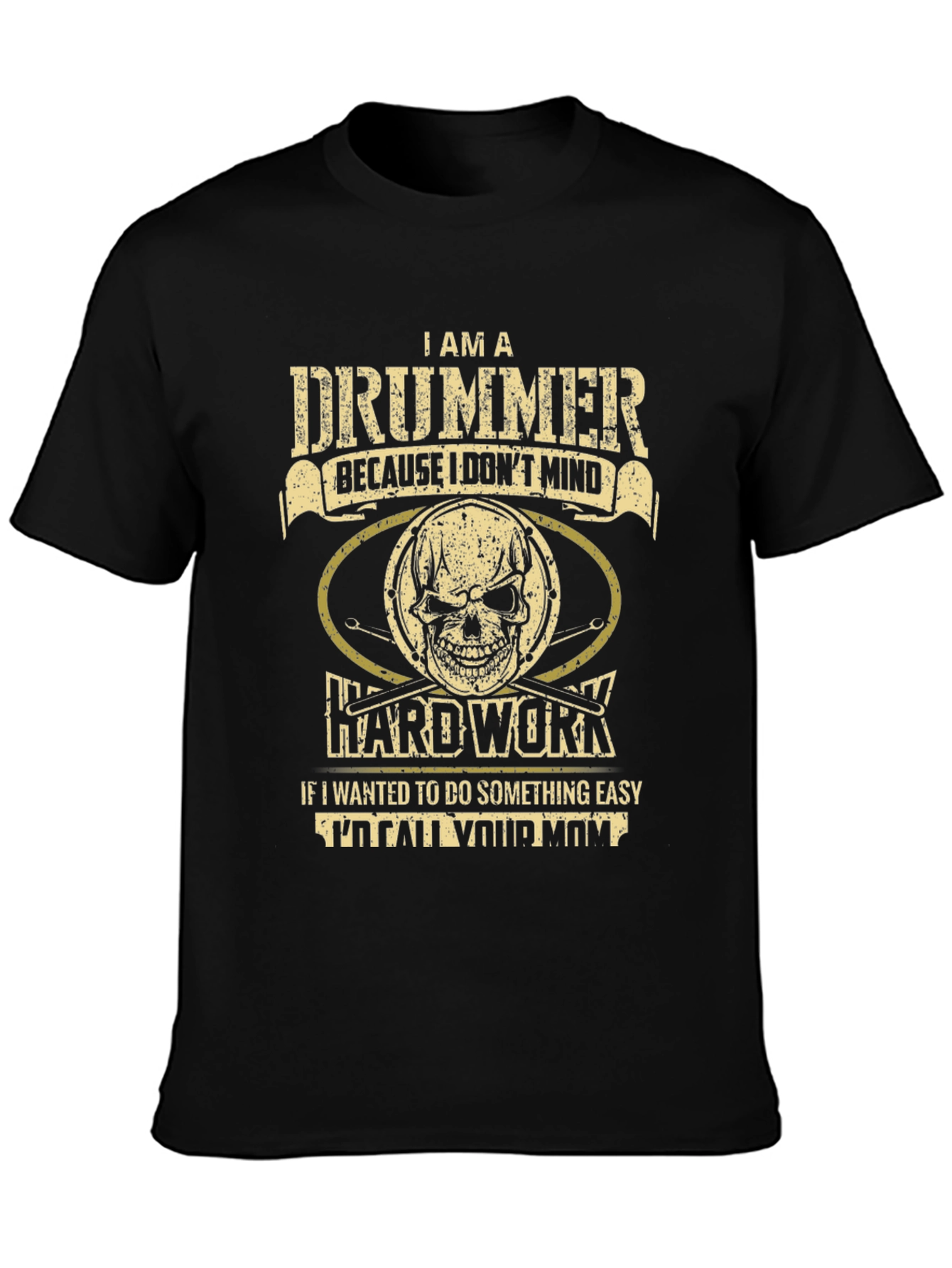 Drummer Graphic T-Shirt - Hard Work Skull Design