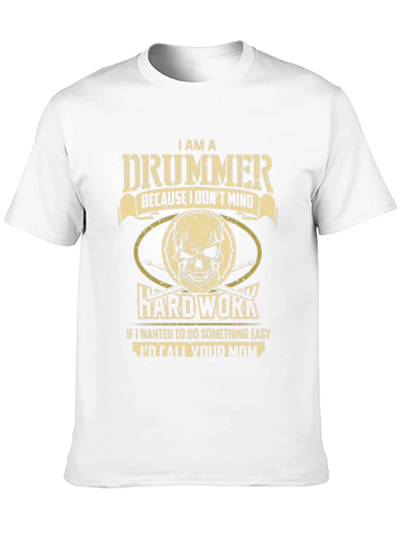 Drummer Graphic T-Shirt - Hard Work Skull Design