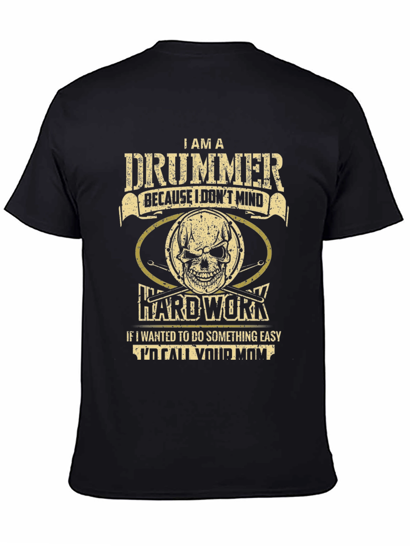 Drummer Graphic T-Shirt - Hard Work Skull Design