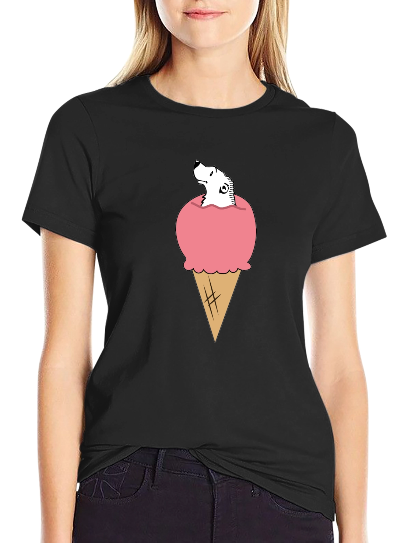 Ice Cream Cone Bear T-Shirt - Novelty Graphic Tee