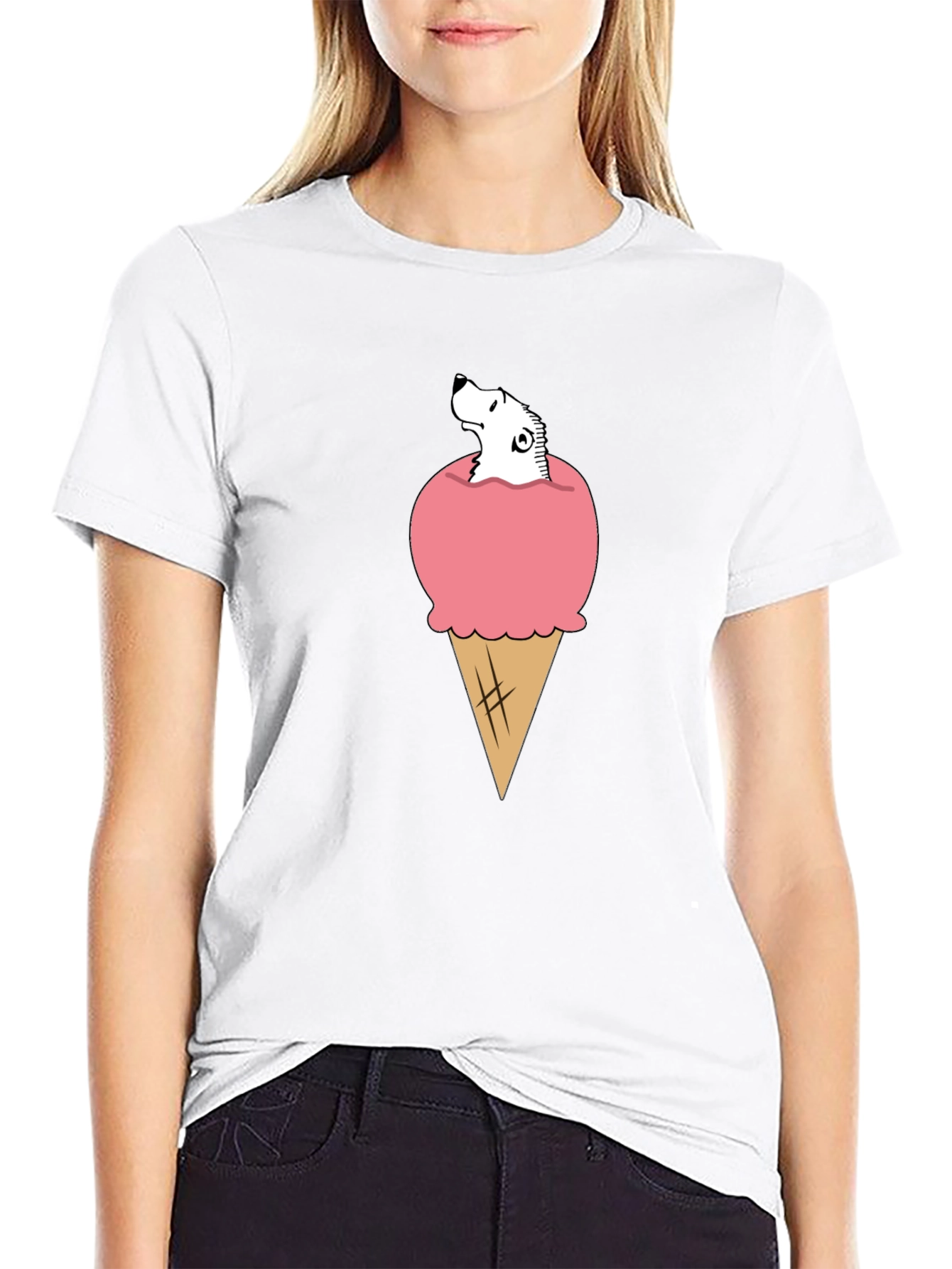 Ice Cream Cone Bear T-Shirt - Novelty Graphic Tee