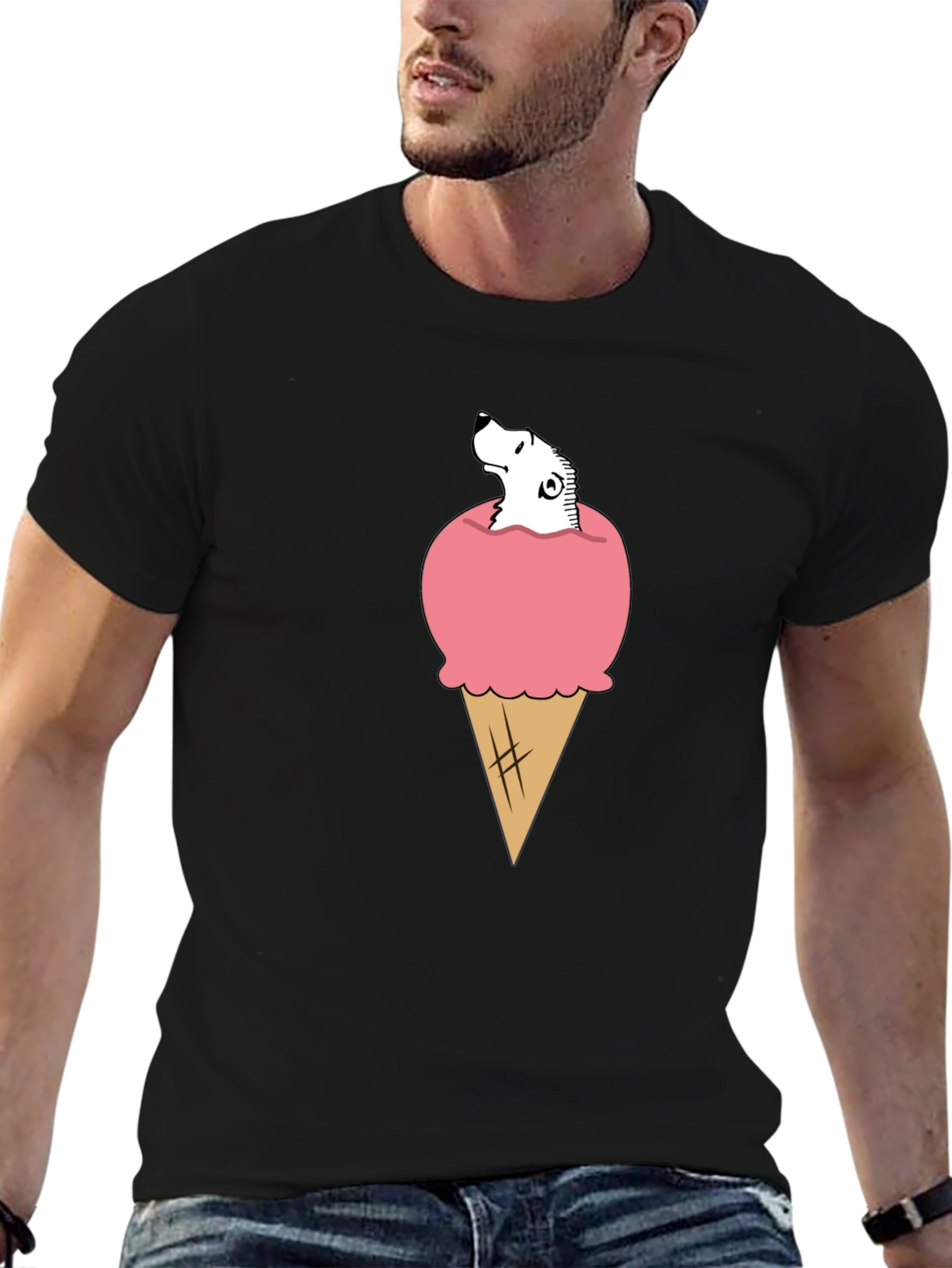 Ice Cream Cone Bear T-Shirt - Novelty Graphic Tee