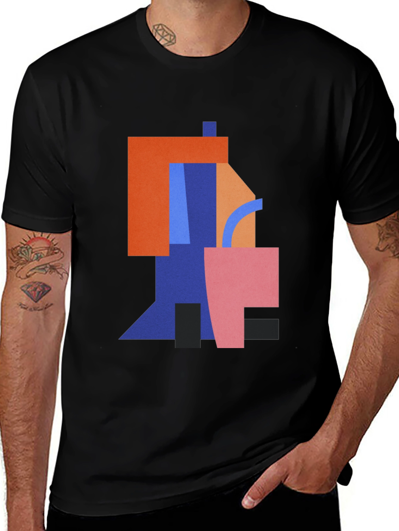 Abstract Geometric Art Black T-Shirt