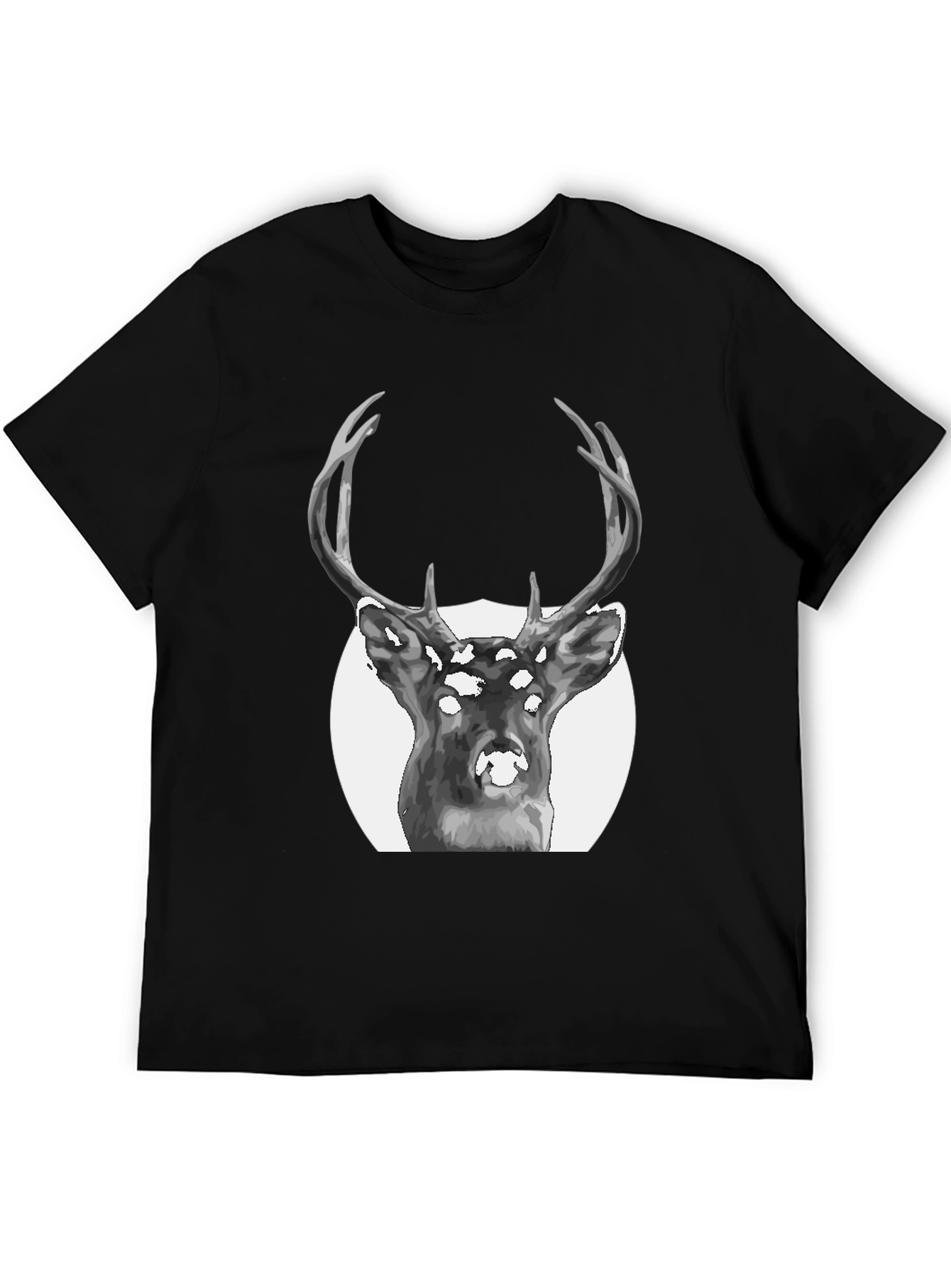 Deer Graphic Print Black T-Shirt