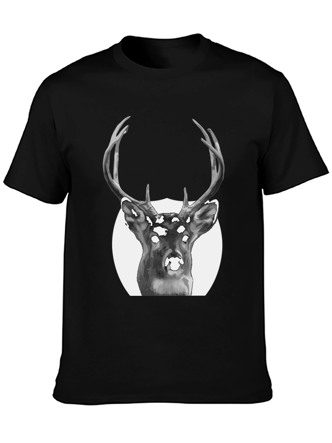Deer Graphic Print Black T-Shirt