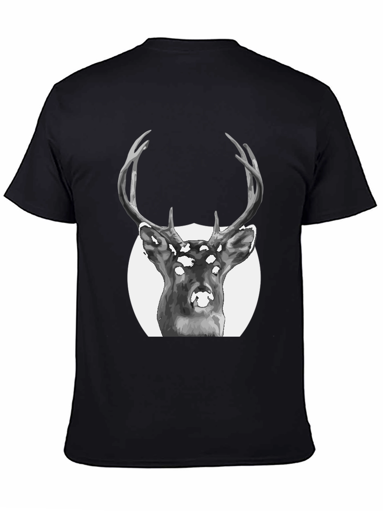Deer Graphic Print Black T-Shirt