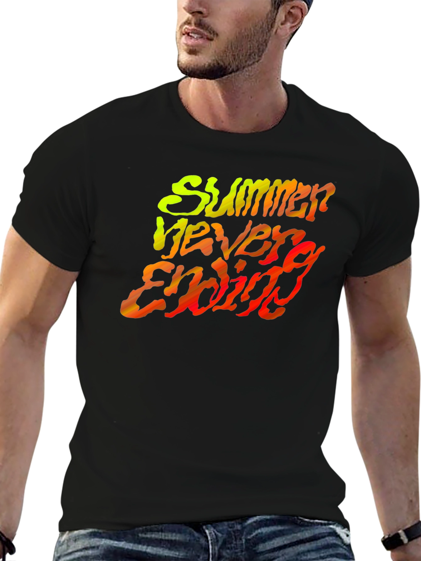 Summer Never Ending Black Graphic Tee