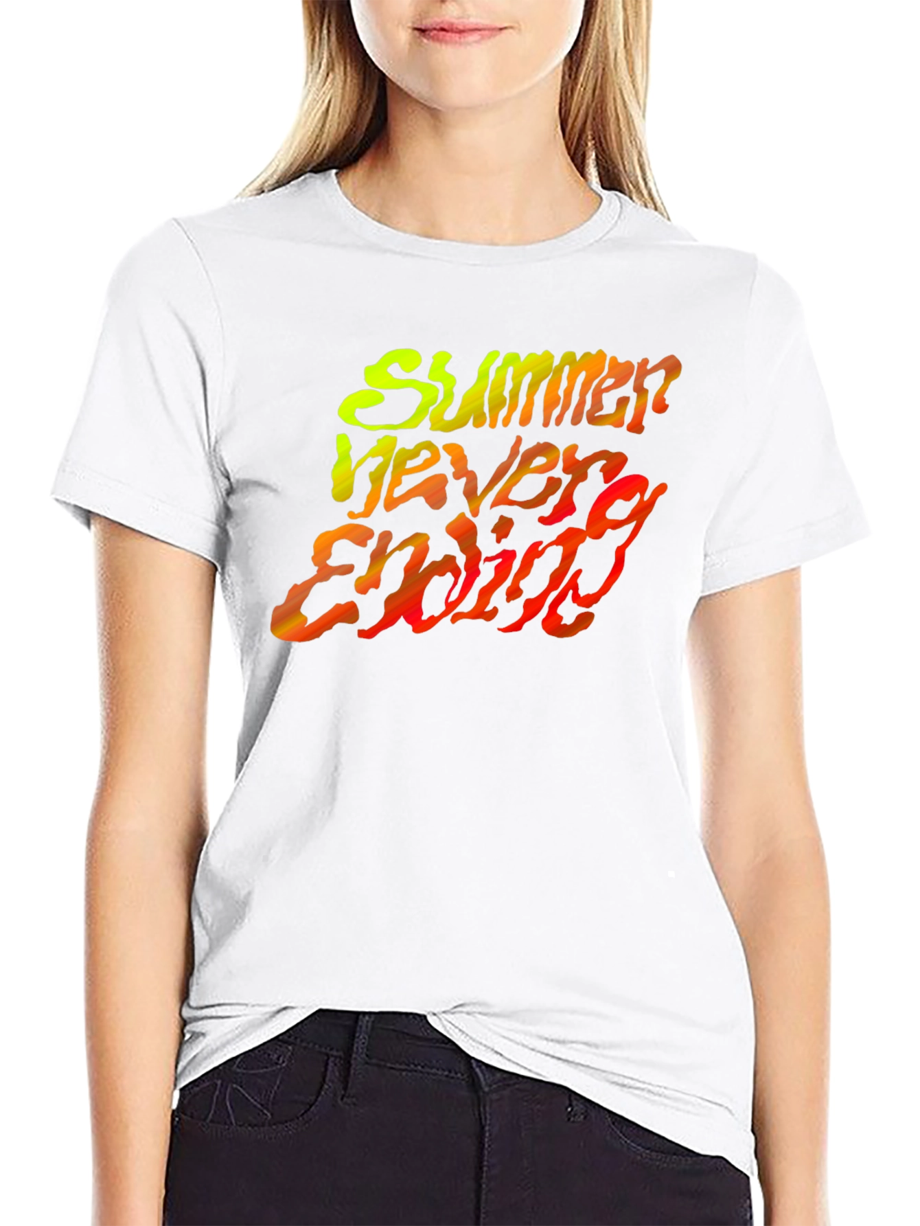 Summer Never Ending Black Graphic Tee