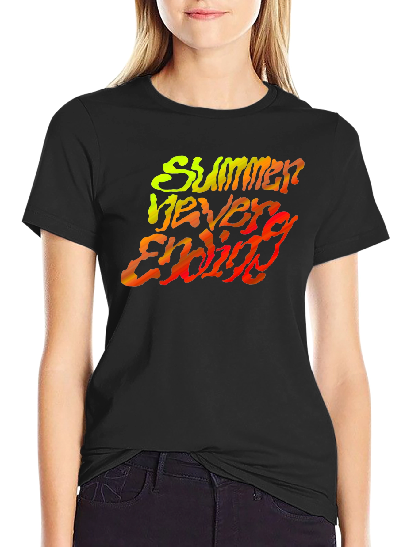Summer Never Ending Black Graphic Tee