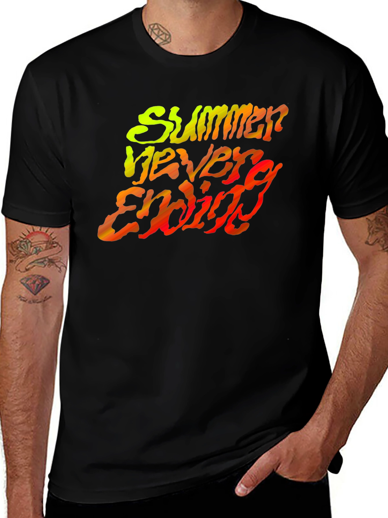 Summer Never Ending Black Graphic Tee