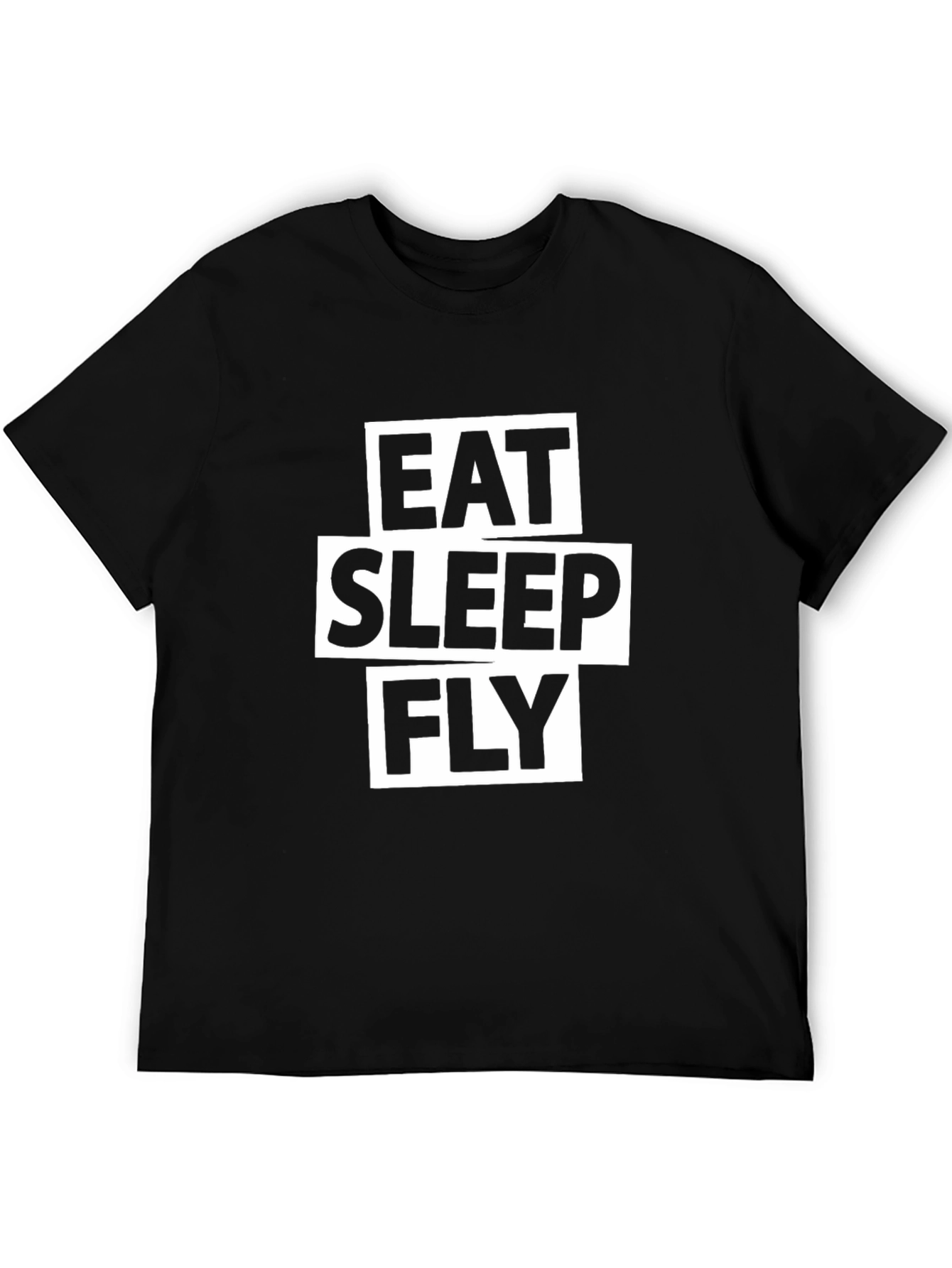 Eat Sleep Fly Graphic Tee - Black Cotton T-Shirt